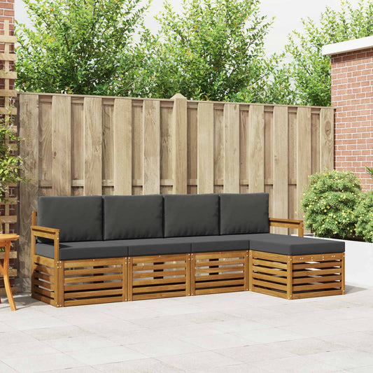 Buiten bankenset met kussen 5 pcs Natuurlijk en Antraciet is nu te koop bij PeponiXL, paradijselijk wonen!