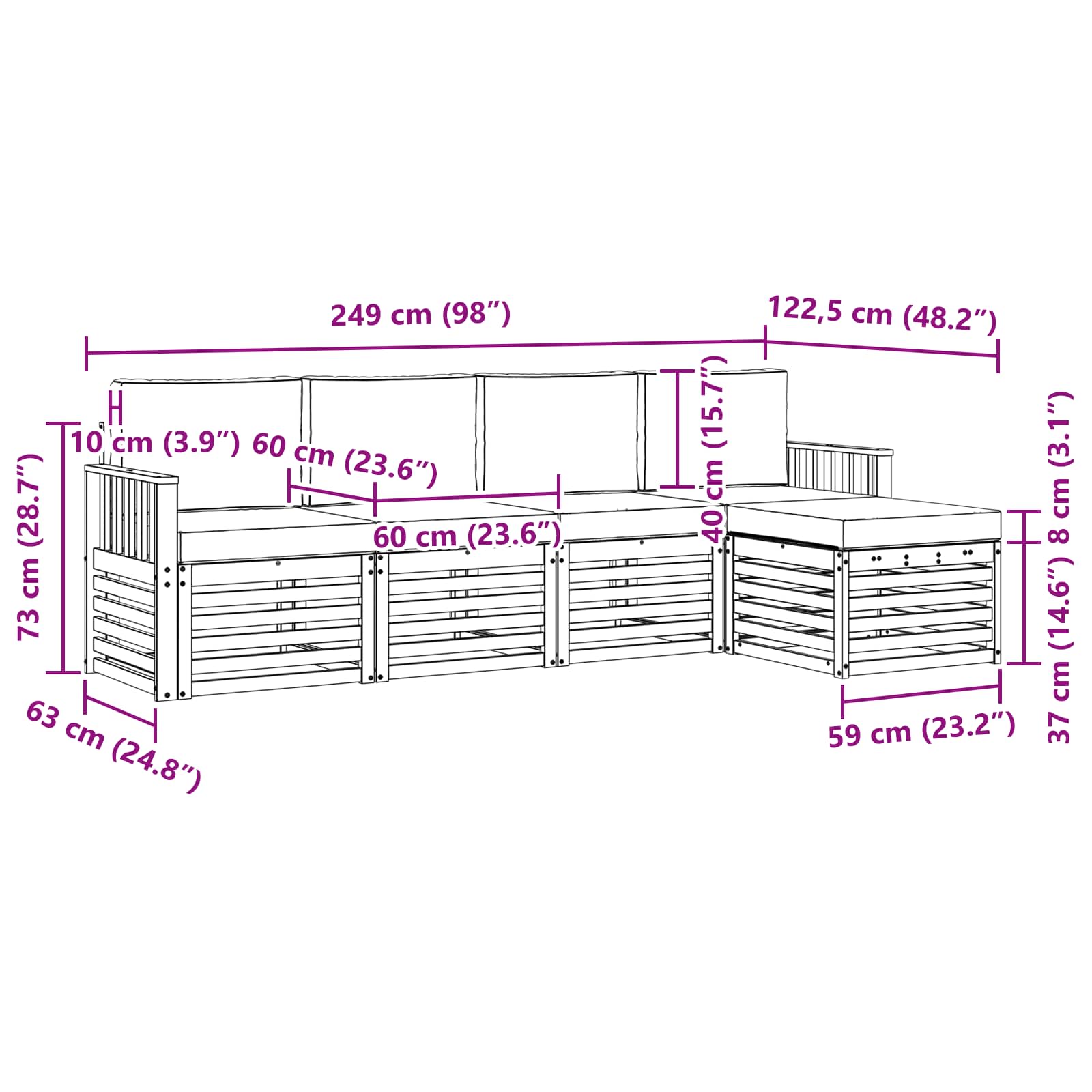 Buiten bankenset met kussen 5 pcs Natuurlijk en Antraciet is nu te koop bij PeponiXL, paradijselijk wonen!
