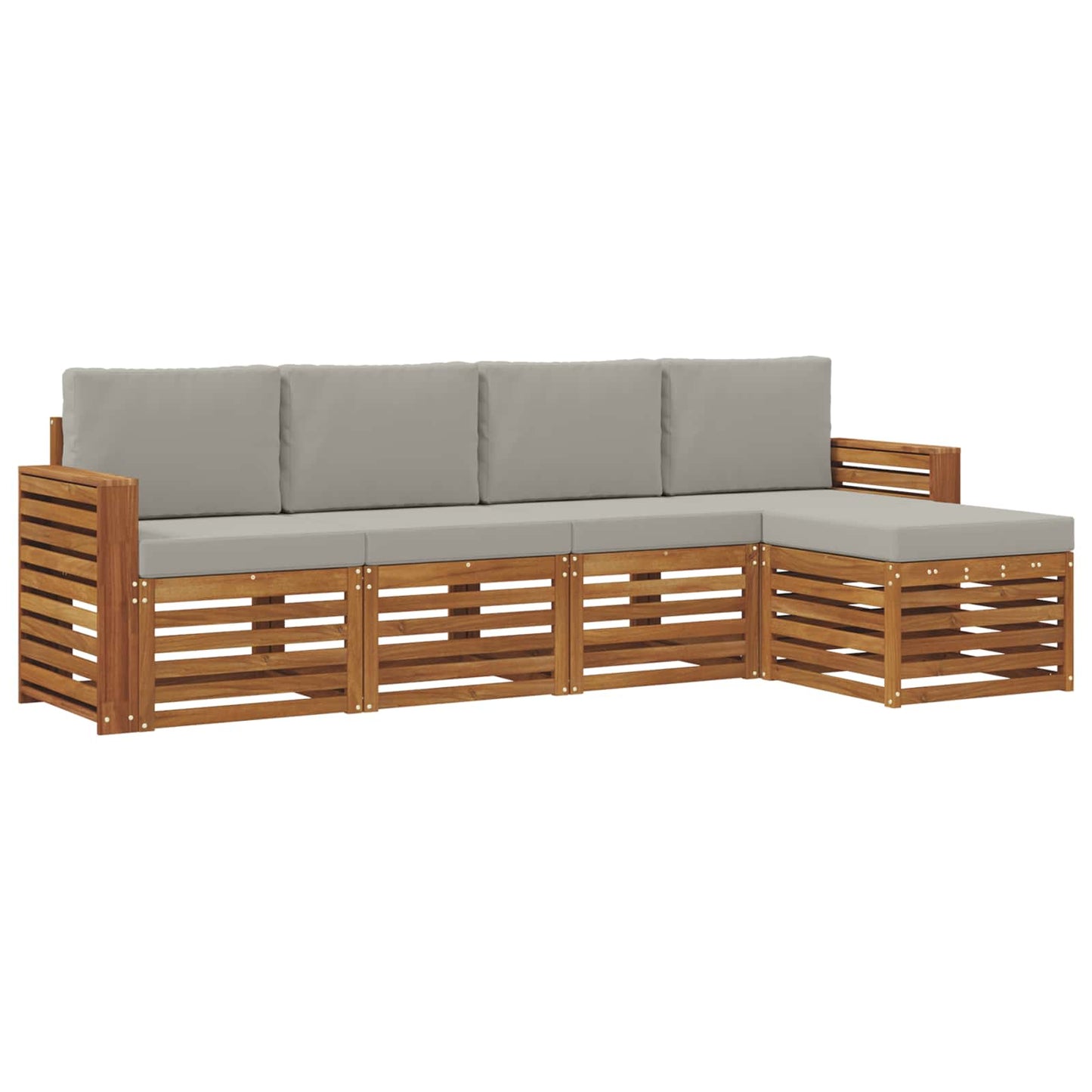 Buiten bankenset met kussen 5 pcs Natuurlijk en Lichtgrijs is nu te koop bij PeponiXL, paradijselijk wonen!