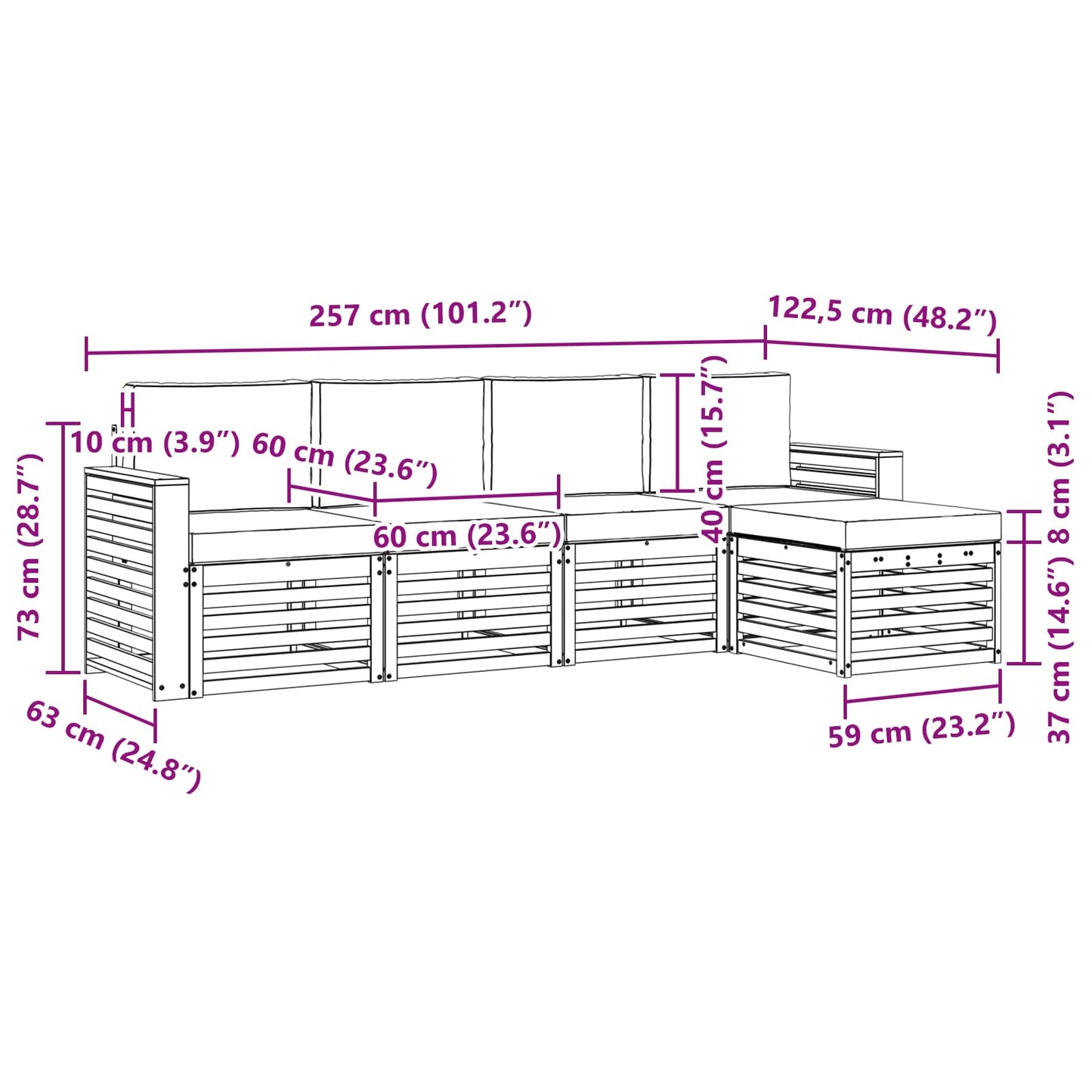 Buiten bankenset met kussen 5 pcs Natuurlijk en Lichtgrijs is nu te koop bij PeponiXL, paradijselijk wonen!