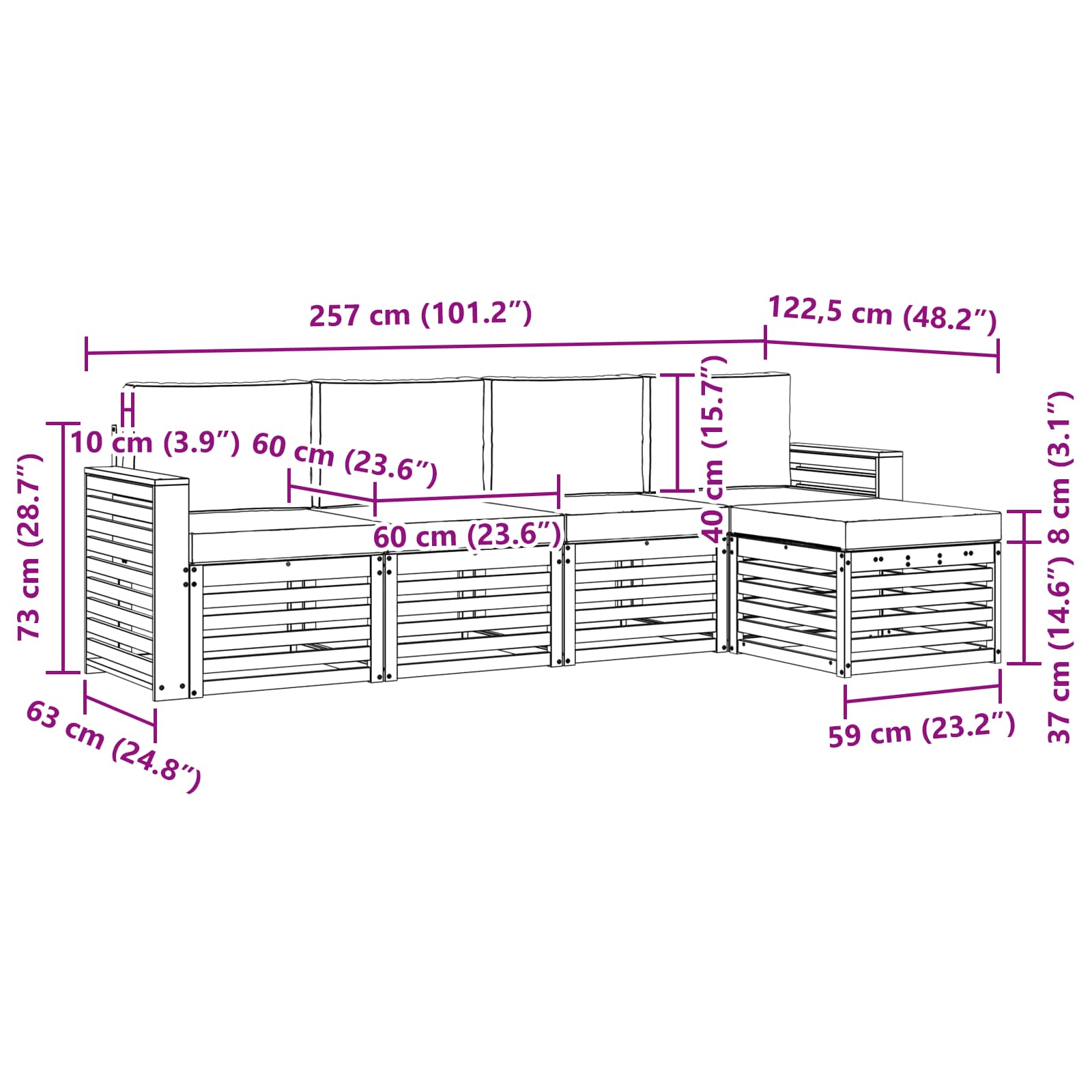 Buiten bankenset met kussen 5 pcs Natuurlijk en Antraciet is nu te koop bij PeponiXL, paradijselijk wonen!