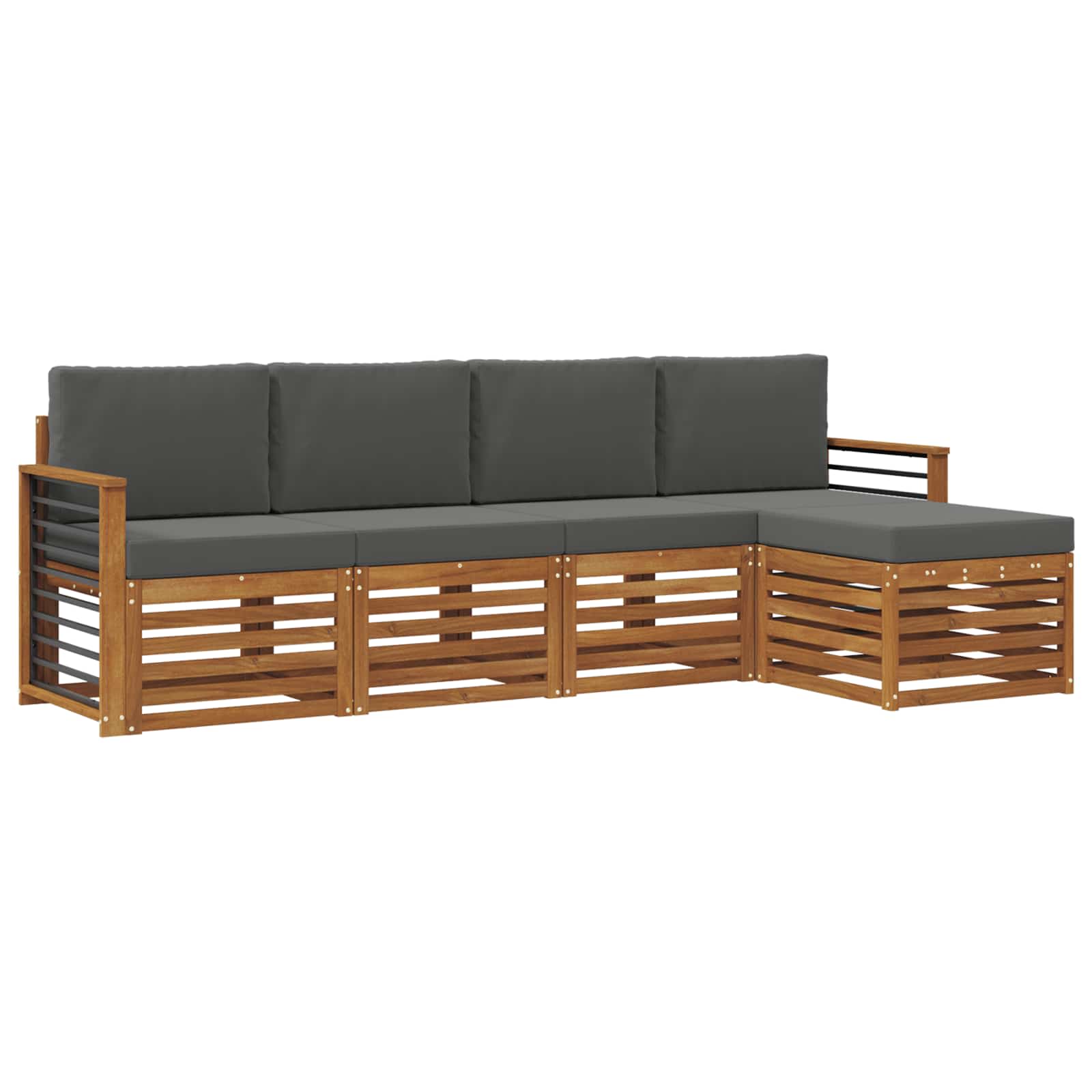 Buiten bankenset met kussen 5 pcs Natuurlijk en Antraciet is nu te koop bij PeponiXL, paradijselijk wonen!