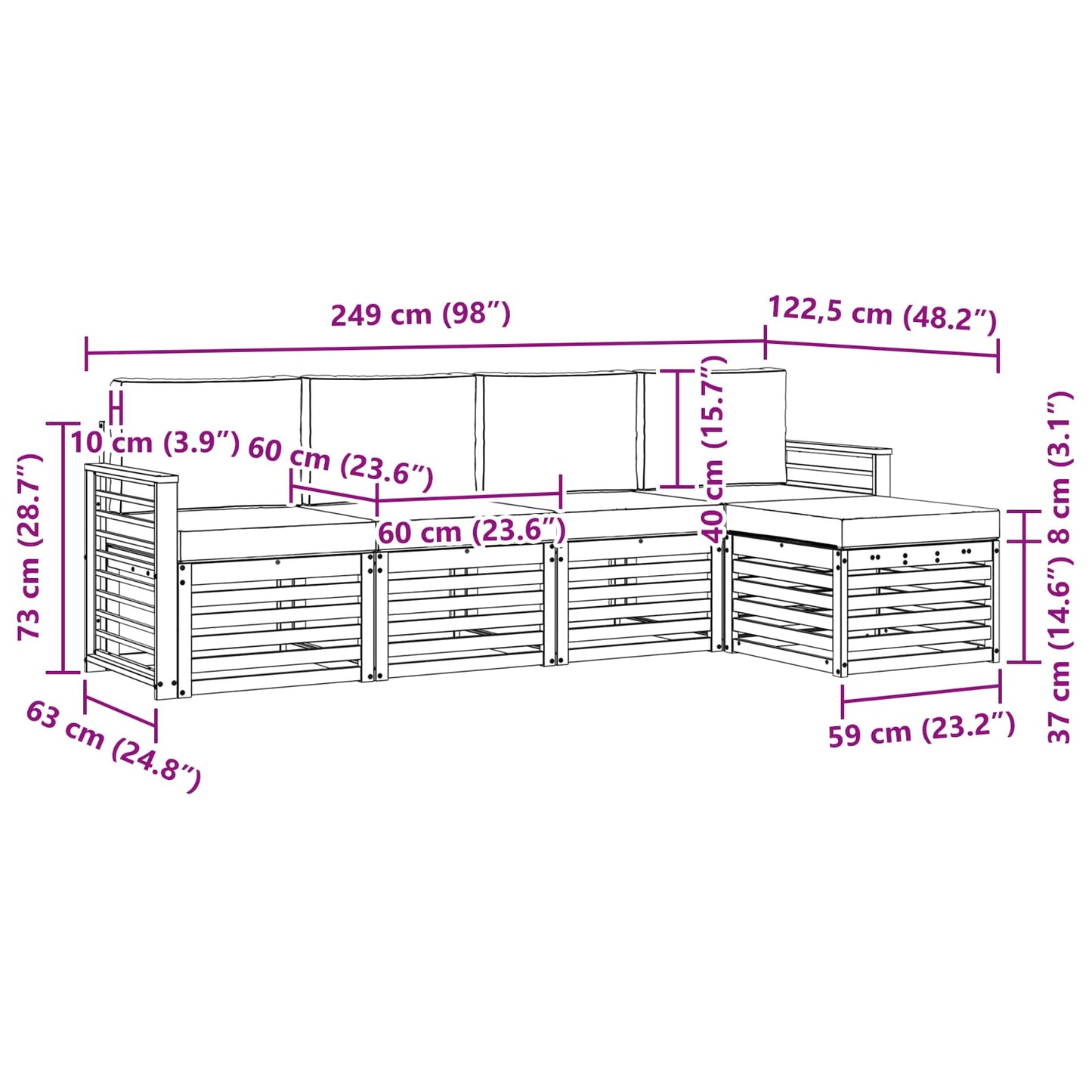 Buiten bankenset met kussen 5 pcs Natuurlijk en Antraciet is nu te koop bij PeponiXL, paradijselijk wonen!