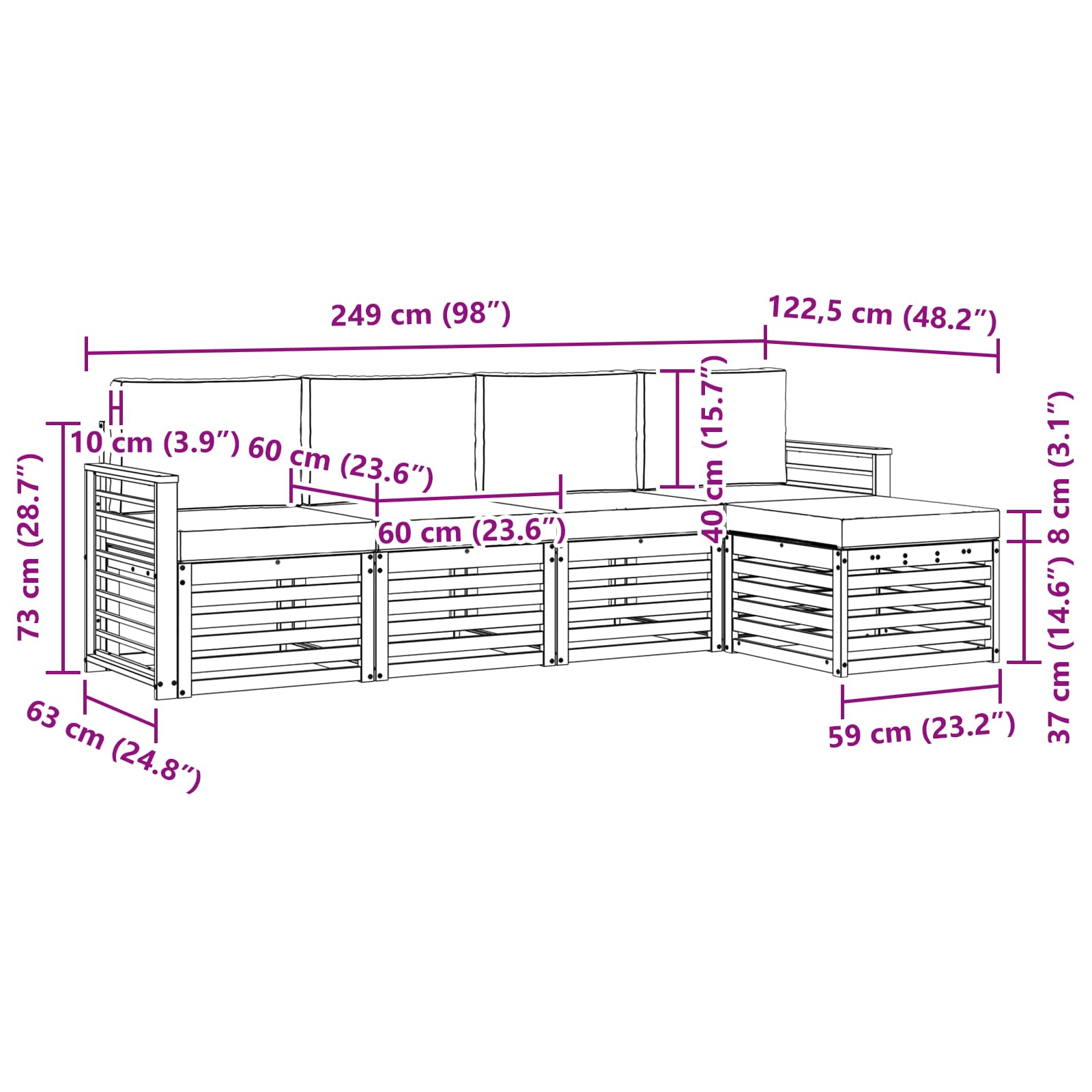 Buiten bankenset met kussen 5 pcs Natuurlijk en Antraciet is nu te koop bij PeponiXL, paradijselijk wonen!