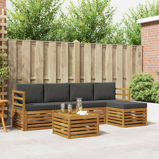 Buiten bankenset met kussen 6 pcs Natuurlijk en Antraciet is nu te koop bij PeponiXL, paradijselijk wonen!