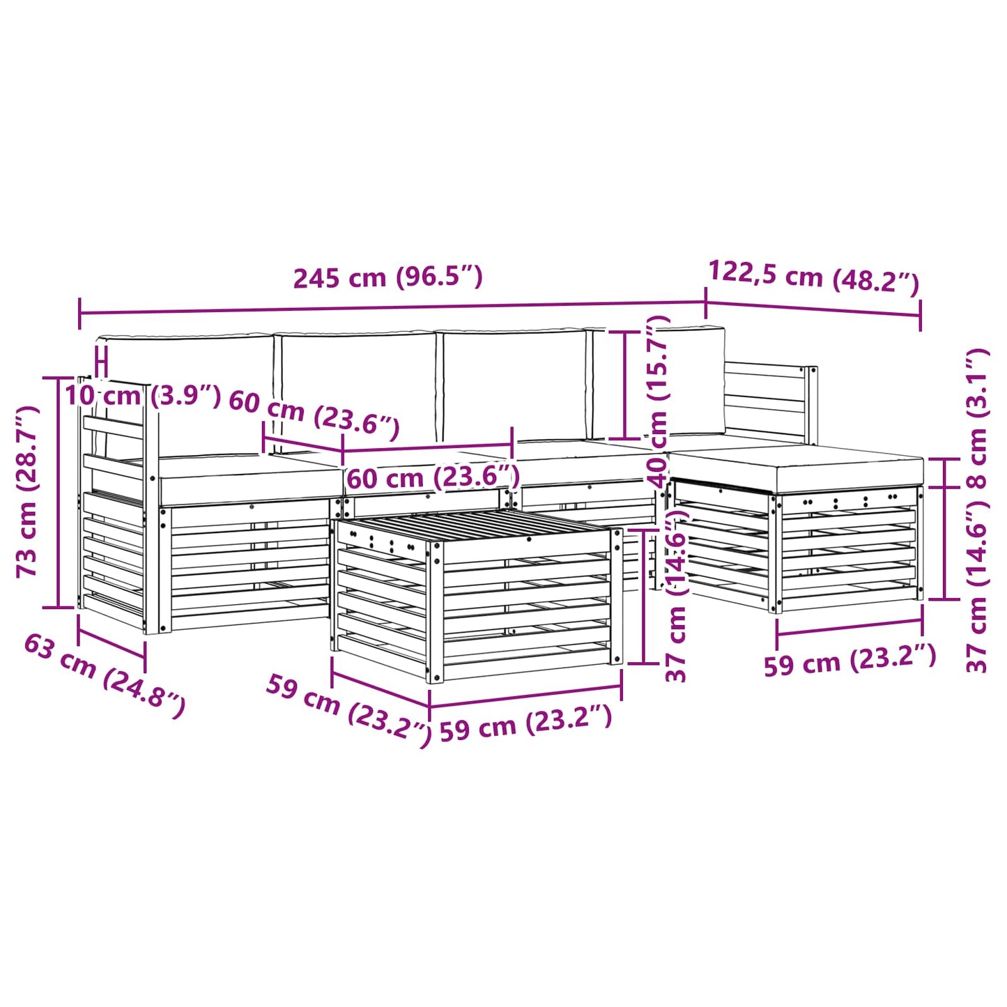 Buiten bankenset met kussen 6 pcs Natuurlijk en Antraciet is nu te koop bij PeponiXL, paradijselijk wonen!