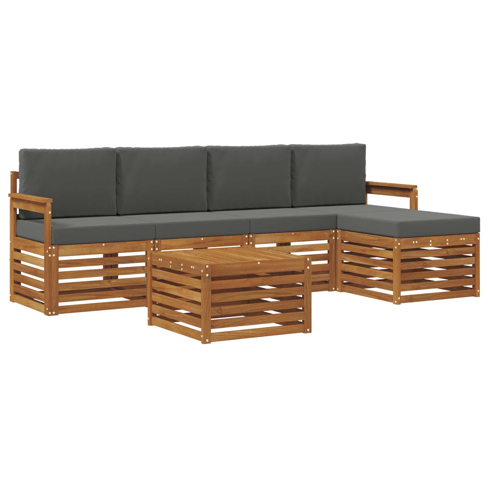 Buiten bankenset met kussen 6 pcs Natuurlijk en Antraciet is nu te koop bij PeponiXL, paradijselijk wonen!
