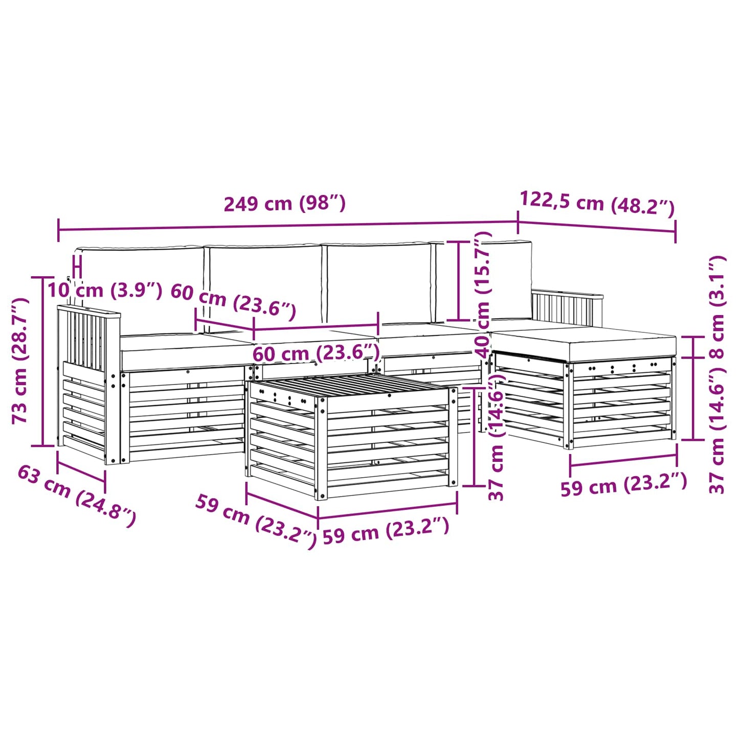 Buiten bankenset met kussen 6 pcs Natuurlijk en Antraciet is nu te koop bij PeponiXL, paradijselijk wonen!