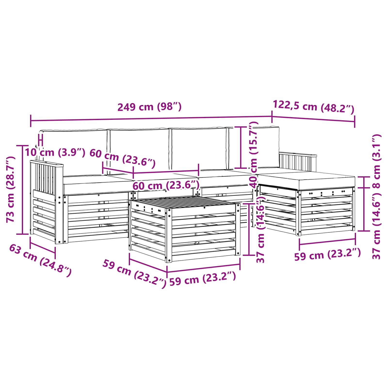 Buiten bankenset met kussen 6 pcs Natuurlijk en Antraciet is nu te koop bij PeponiXL, paradijselijk wonen!