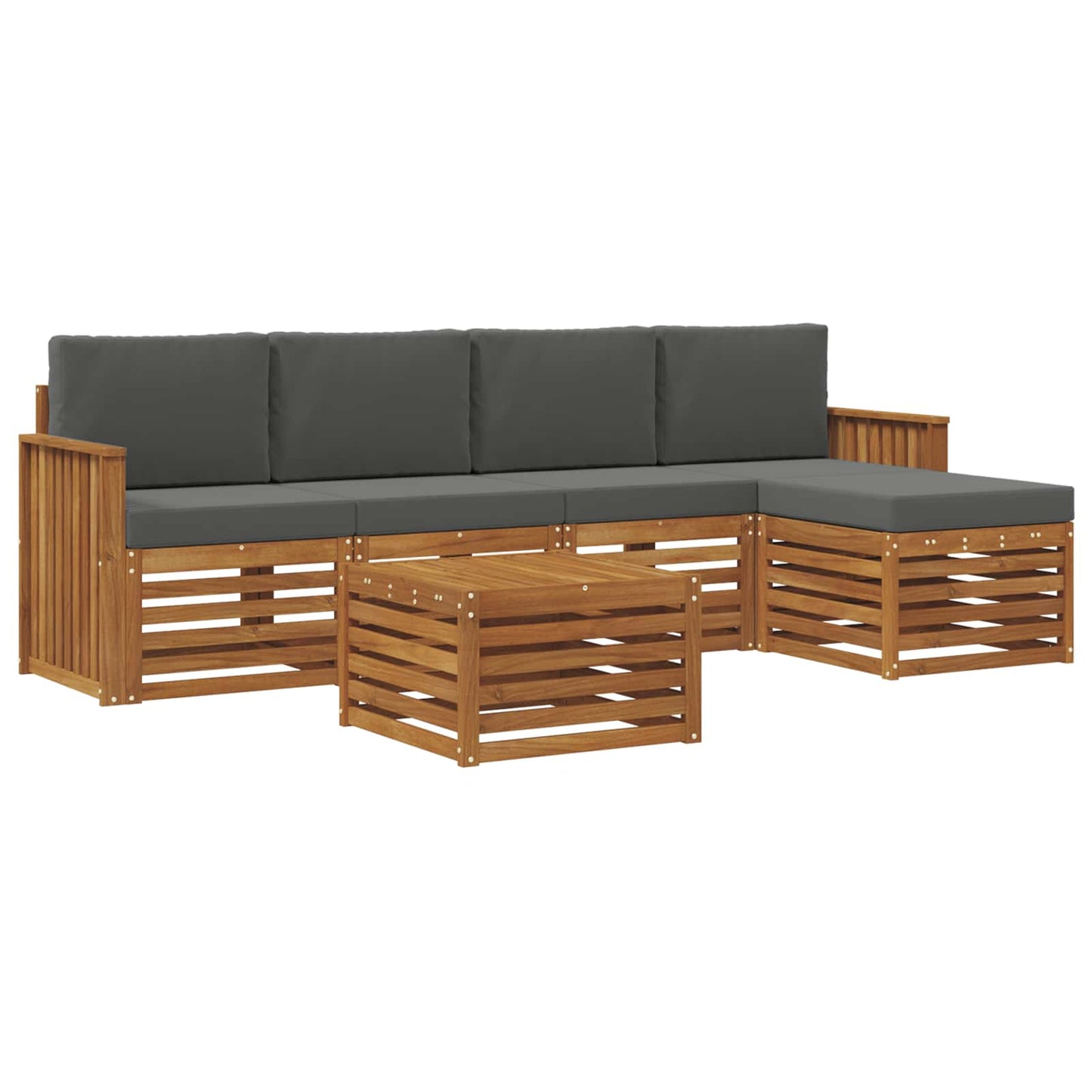 Buiten bankenset met kussen 6 pcs Natuurlijk en Antraciet is nu te koop bij PeponiXL, paradijselijk wonen!