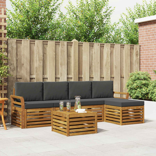 Buiten bankenset met kussen 6 pcs Natuurlijk en Antraciet is nu te koop bij PeponiXL, paradijselijk wonen!