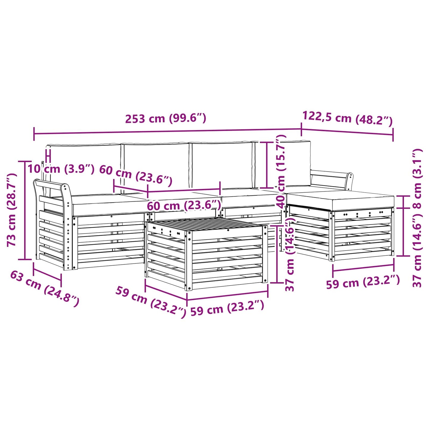 Buiten bankenset met kussen 6 pcs Natuurlijk en Antraciet is nu te koop bij PeponiXL, paradijselijk wonen!