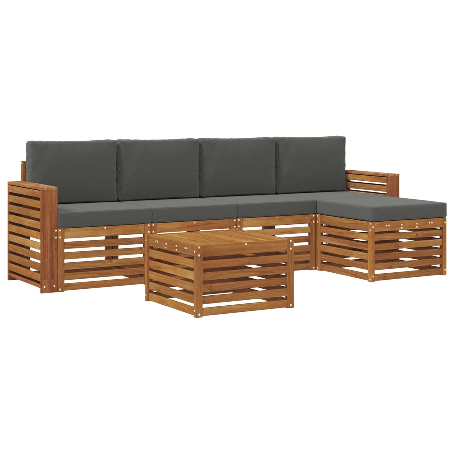 Buiten bankenset met kussen 6 pcs Natuurlijk en Antraciet is nu te koop bij PeponiXL, paradijselijk wonen!