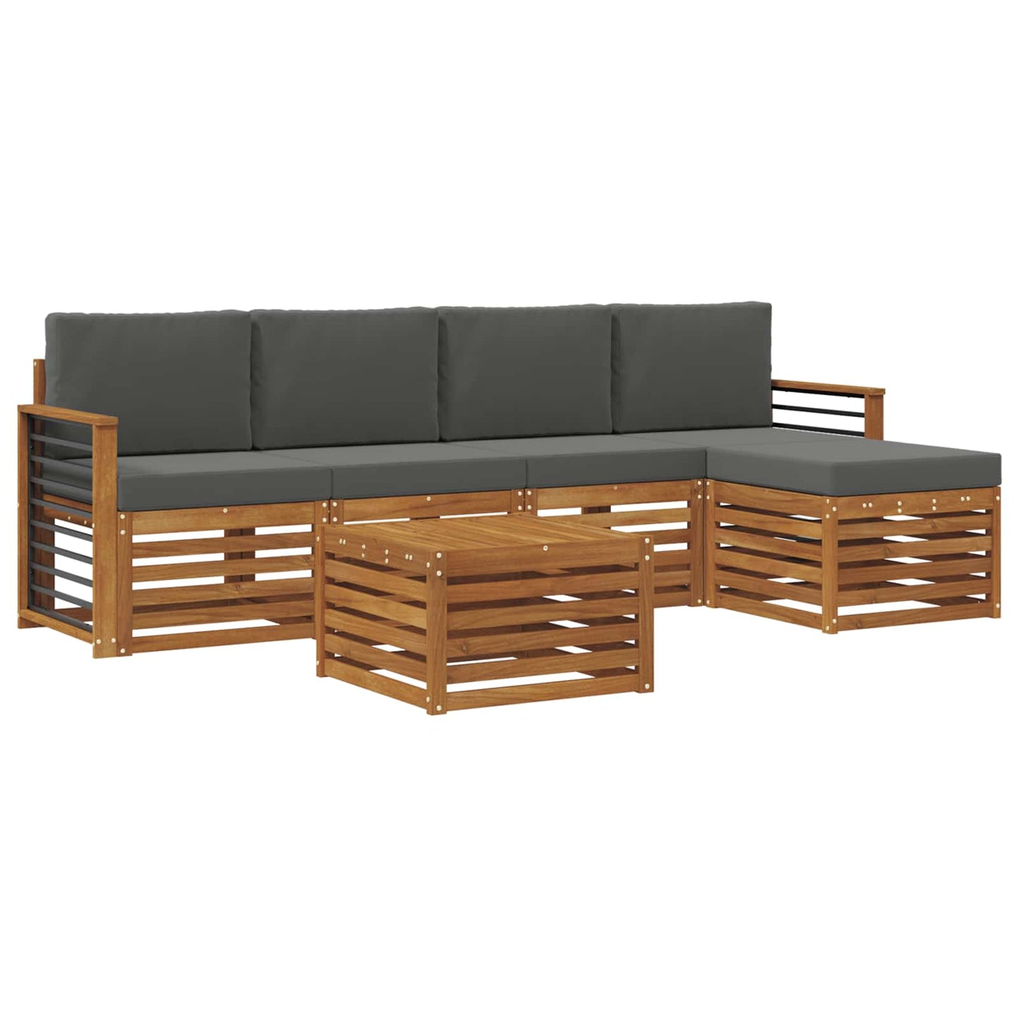 Buiten bankenset met kussen 6 pcs Natuurlijk en Antraciet is nu te koop bij PeponiXL, paradijselijk wonen!