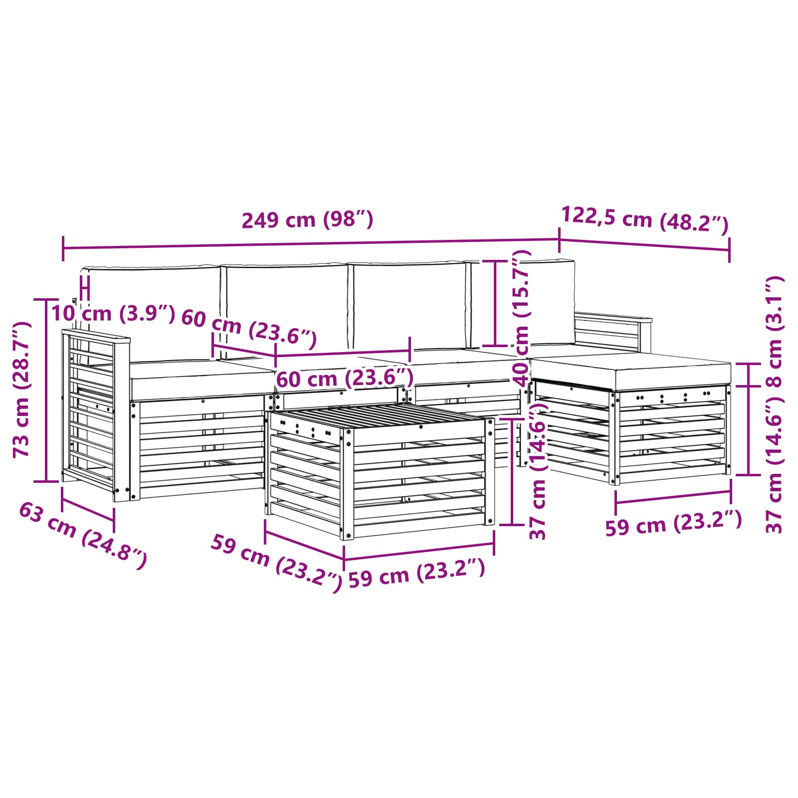 Buiten bankenset met kussen 6 pcs Natuurlijk en Antraciet is nu te koop bij PeponiXL, paradijselijk wonen!