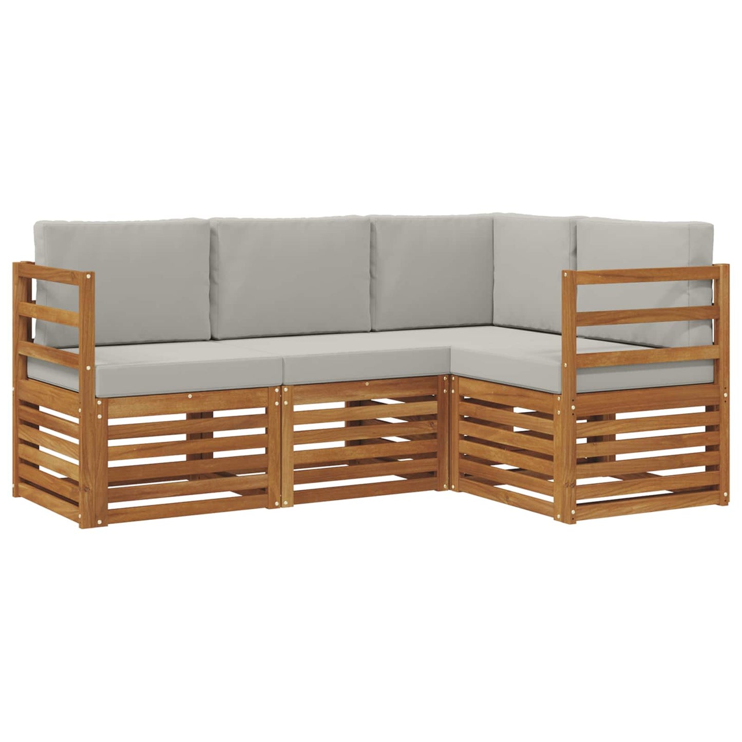 Sofa-Sets 4 pcs Natuurlijk en Lichtgrijs Massief Acaciahout is nu te koop bij PeponiXL, paradijselijk wonen!