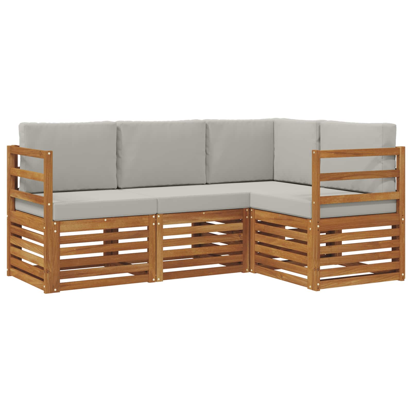 Sofa-Sets 4 pcs Natuurlijk en Lichtgrijs Massief Acaciahout is nu te koop bij PeponiXL, paradijselijk wonen!