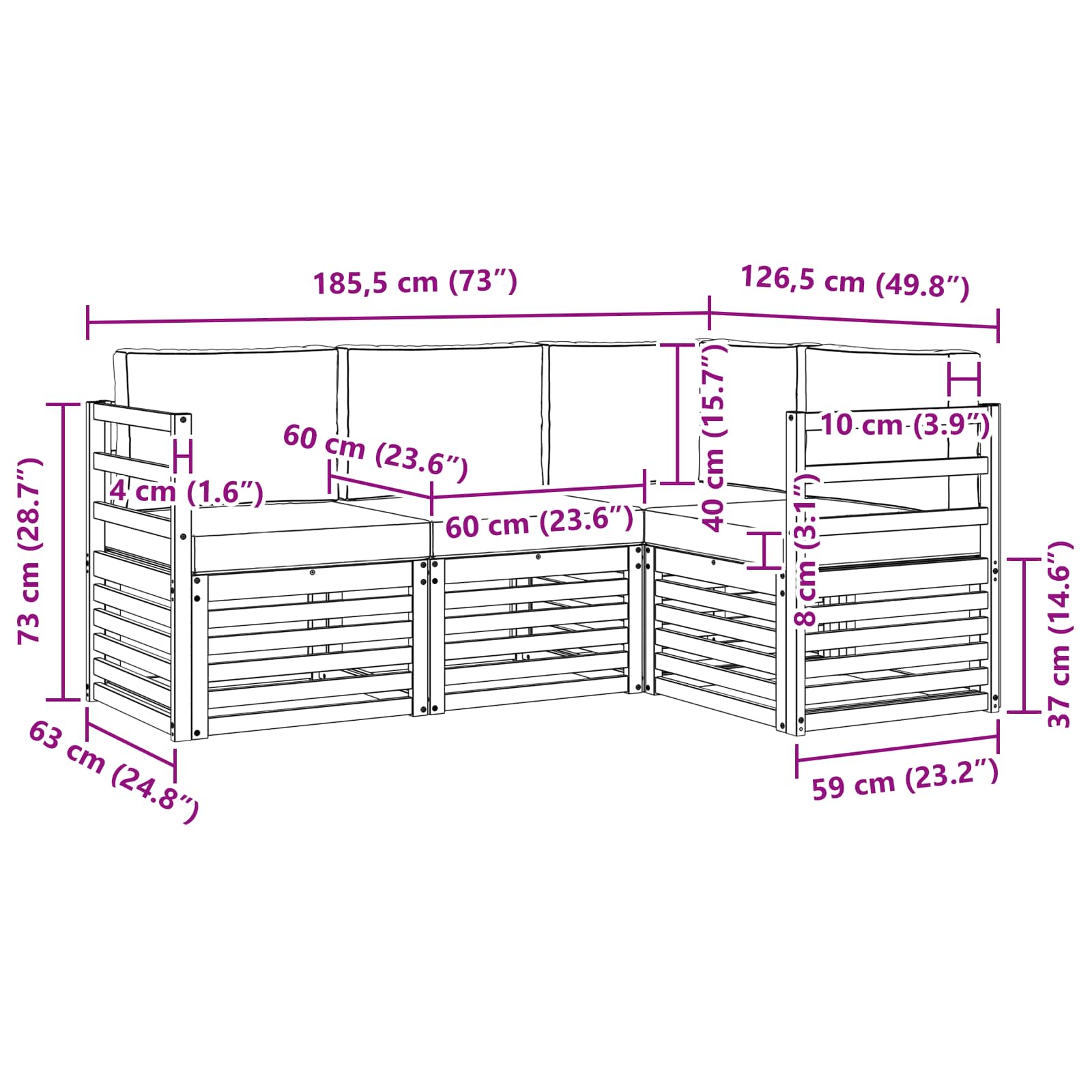 Sofa-Sets 4 pcs Natuurlijk en Lichtgrijs Massief Acaciahout is nu te koop bij PeponiXL, paradijselijk wonen!