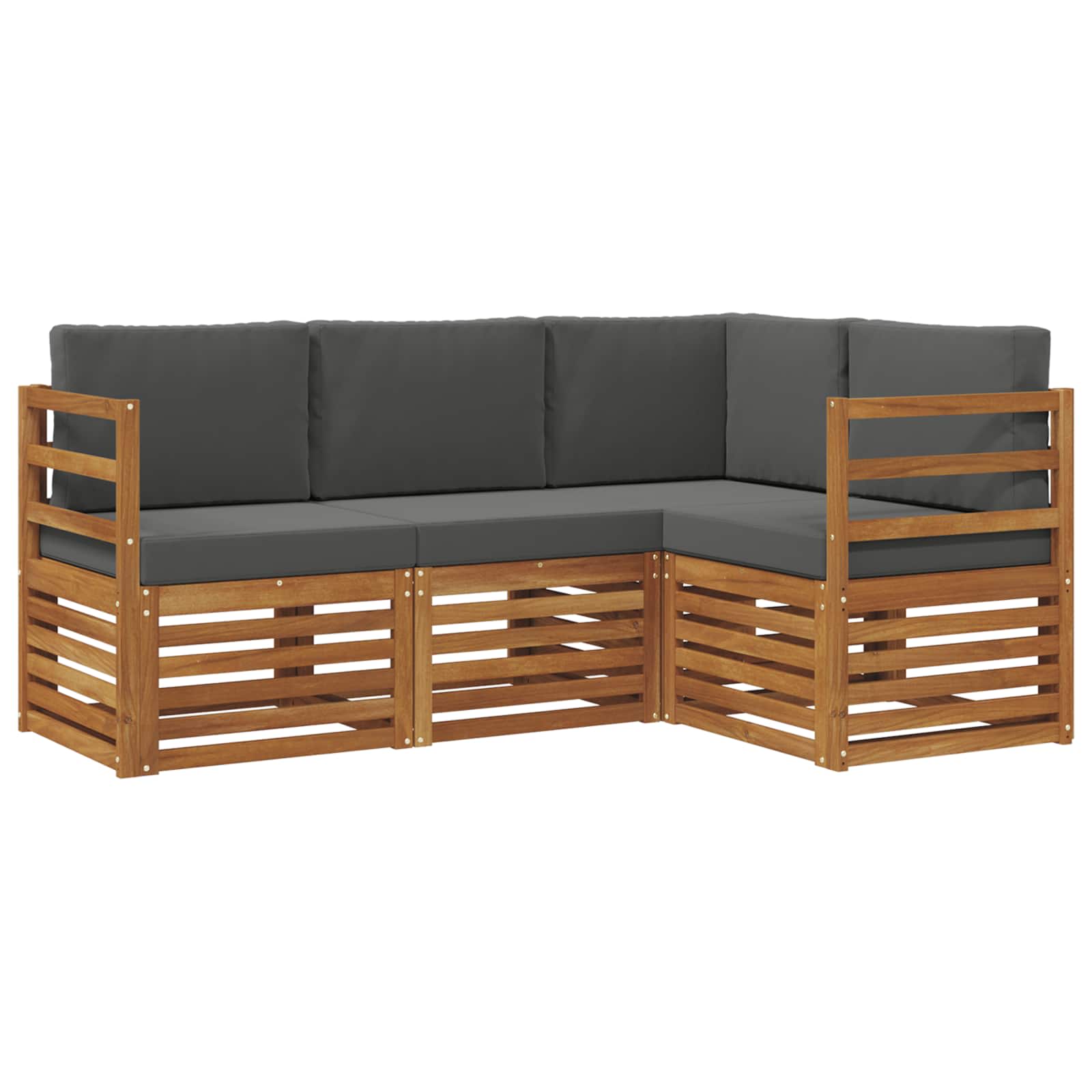 Sofa-Sets 4 pcs Natuurlijk en Antraciet Massief Acaciahout is nu te koop bij PeponiXL, paradijselijk wonen!