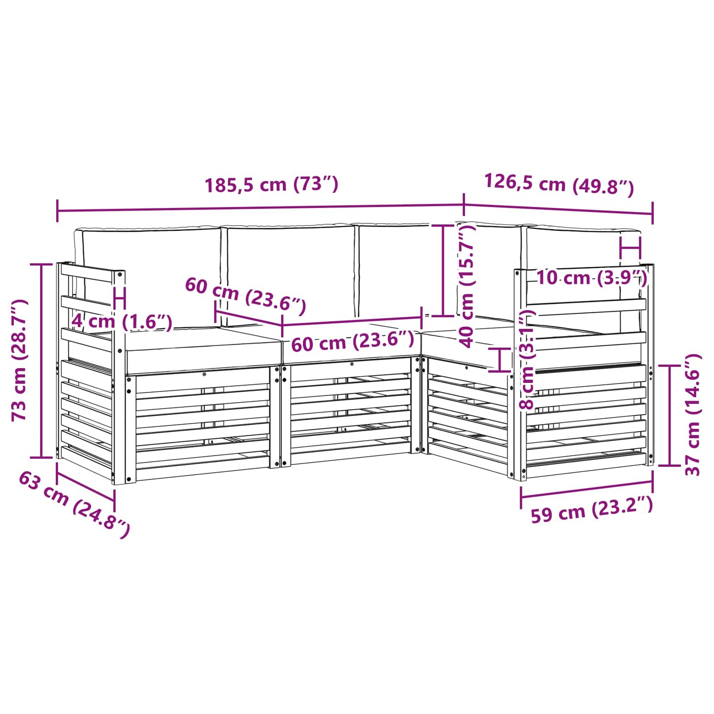Sofa-Sets 4 pcs Natuurlijk en Antraciet Massief Acaciahout is nu te koop bij PeponiXL, paradijselijk wonen!