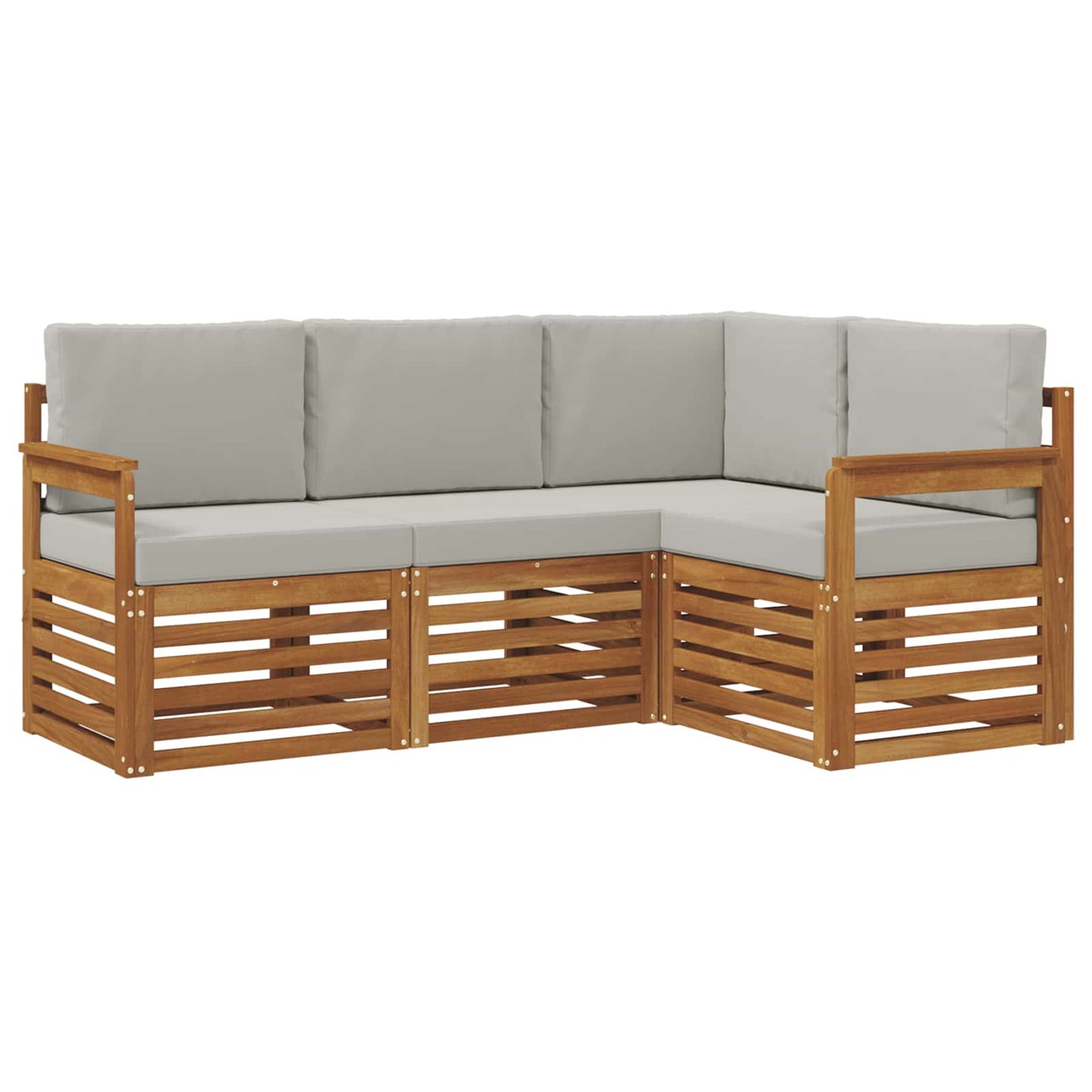Sofa-Sets 4 pcs Natuurlijk en Lichtgrijs Massief Acaciahout is nu te koop bij PeponiXL, paradijselijk wonen!