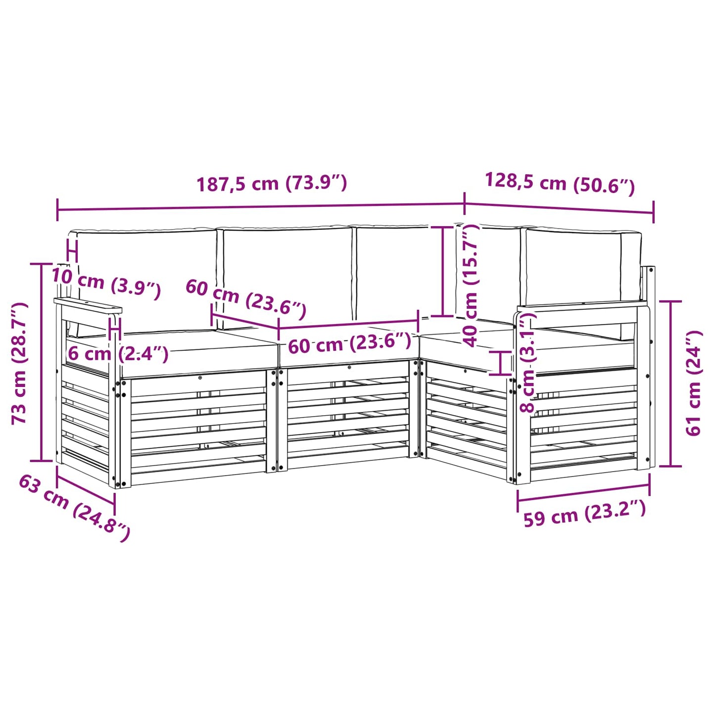 Sofa-Sets 4 pcs Natuurlijk en Lichtgrijs Massief Acaciahout is nu te koop bij PeponiXL, paradijselijk wonen!