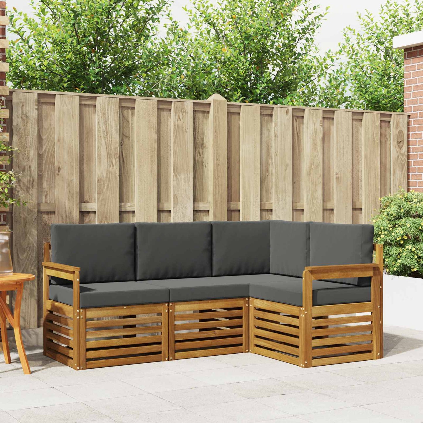 Sofa-Sets 4 pcs Natuurlijk en Antraciet Massief Acaciahout is nu te koop bij PeponiXL, paradijselijk wonen!