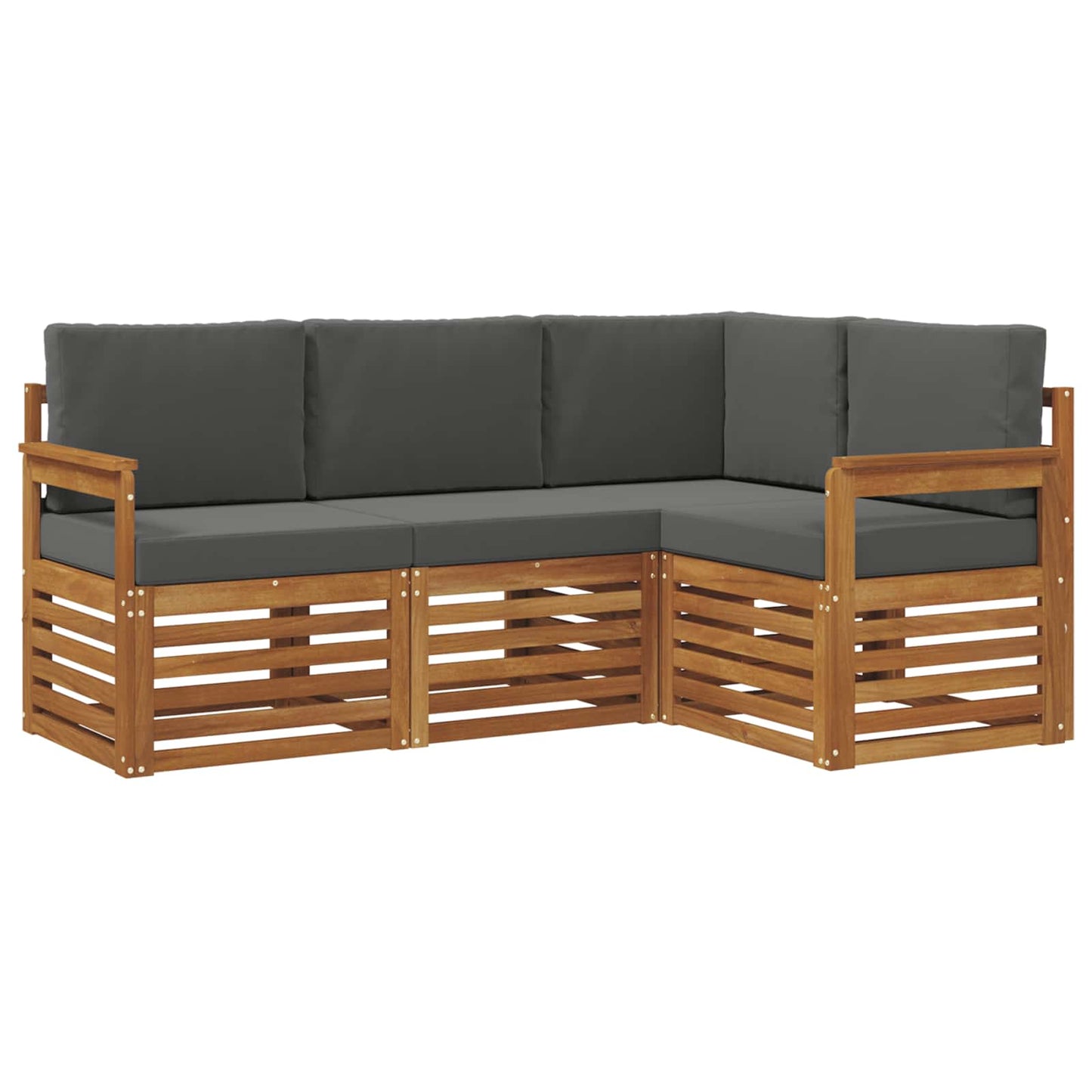 Sofa-Sets 4 pcs Natuurlijk en Antraciet Massief Acaciahout is nu te koop bij PeponiXL, paradijselijk wonen!