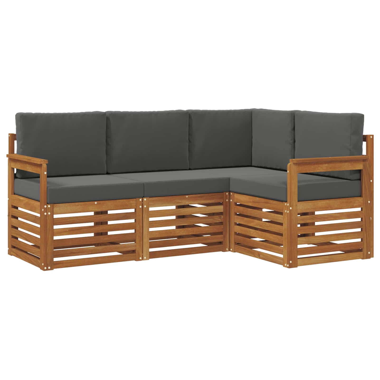 Sofa-Sets 4 pcs Natuurlijk en Antraciet Massief Acaciahout is nu te koop bij PeponiXL, paradijselijk wonen!