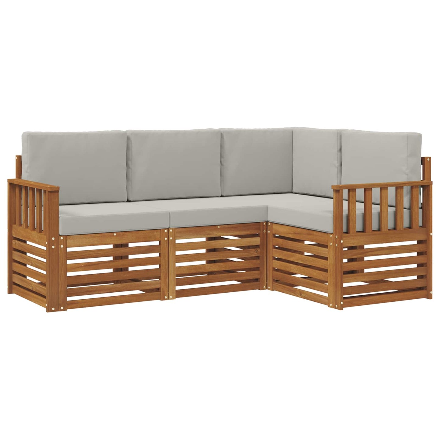 Sofa-Sets 4 pcs Natuurlijk en Lichtgrijs Massief Acaciahout is nu te koop bij PeponiXL, paradijselijk wonen!