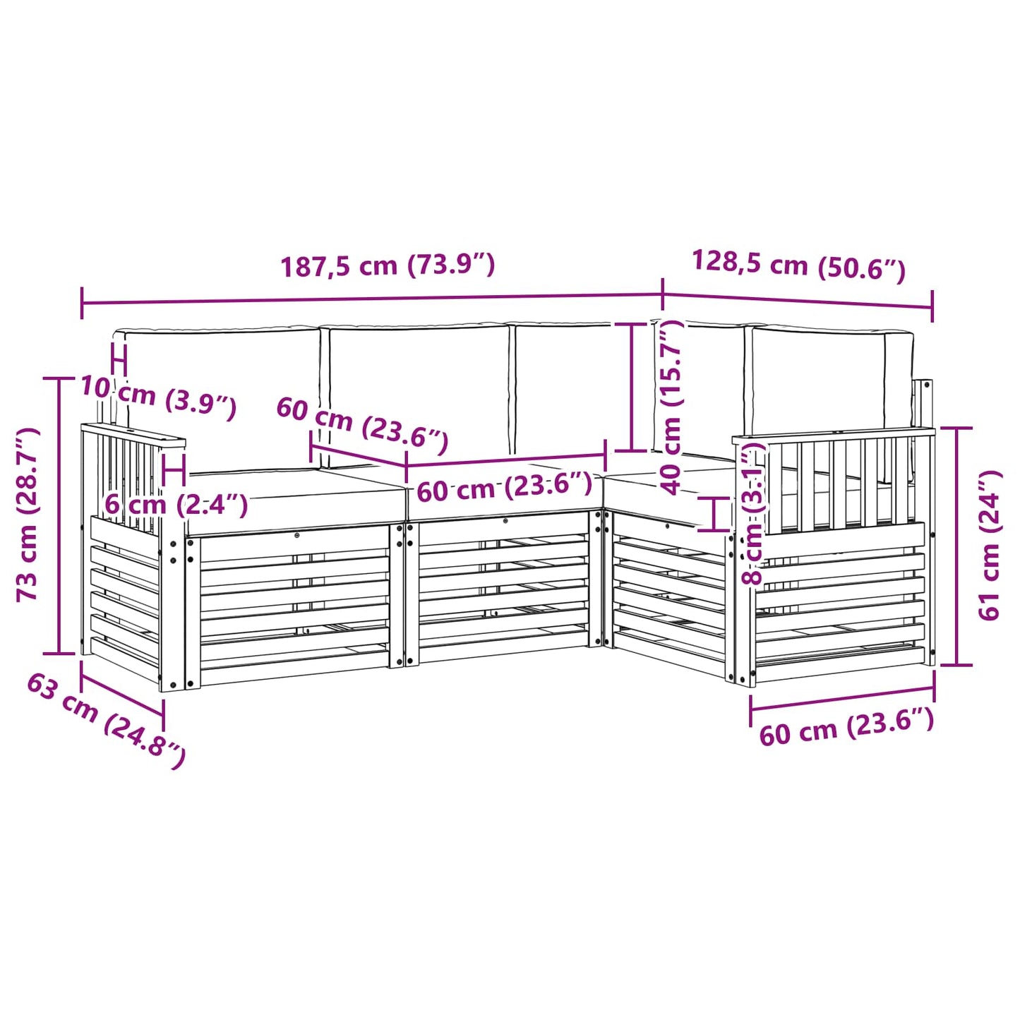 Sofa-Sets 4 pcs Natuurlijk en Lichtgrijs Massief Acaciahout is nu te koop bij PeponiXL, paradijselijk wonen!