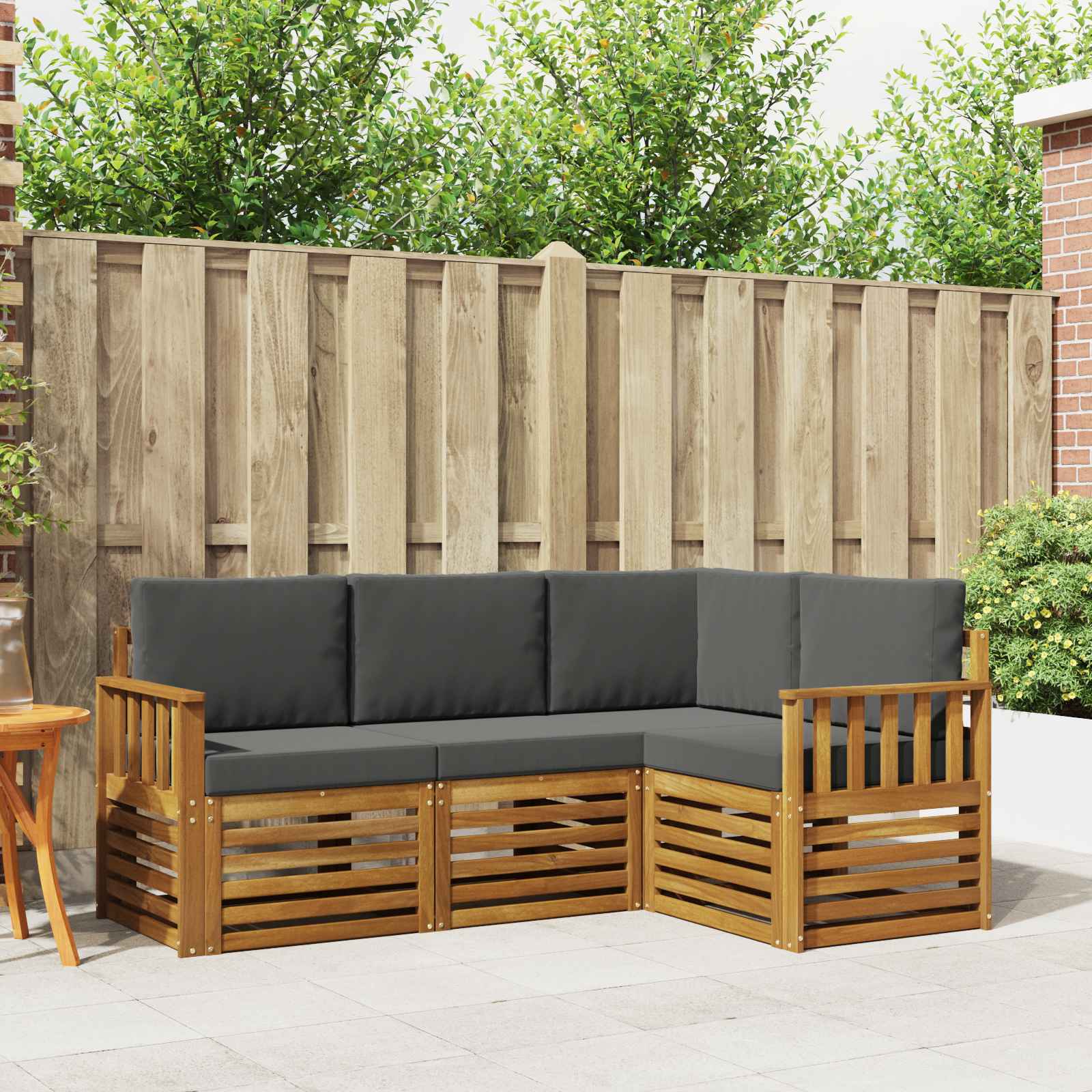 Sofa-Sets 4 pcs Natuurlijk en Antraciet Massief Acaciahout is nu te koop bij PeponiXL, paradijselijk wonen!