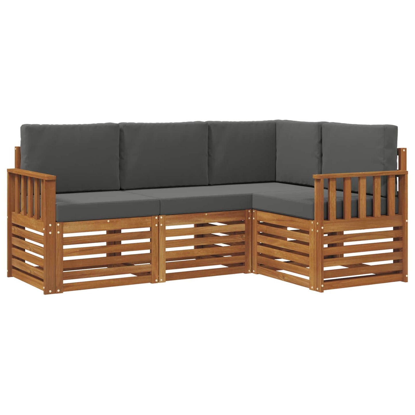 Sofa-Sets 4 pcs Natuurlijk en Antraciet Massief Acaciahout is nu te koop bij PeponiXL, paradijselijk wonen!