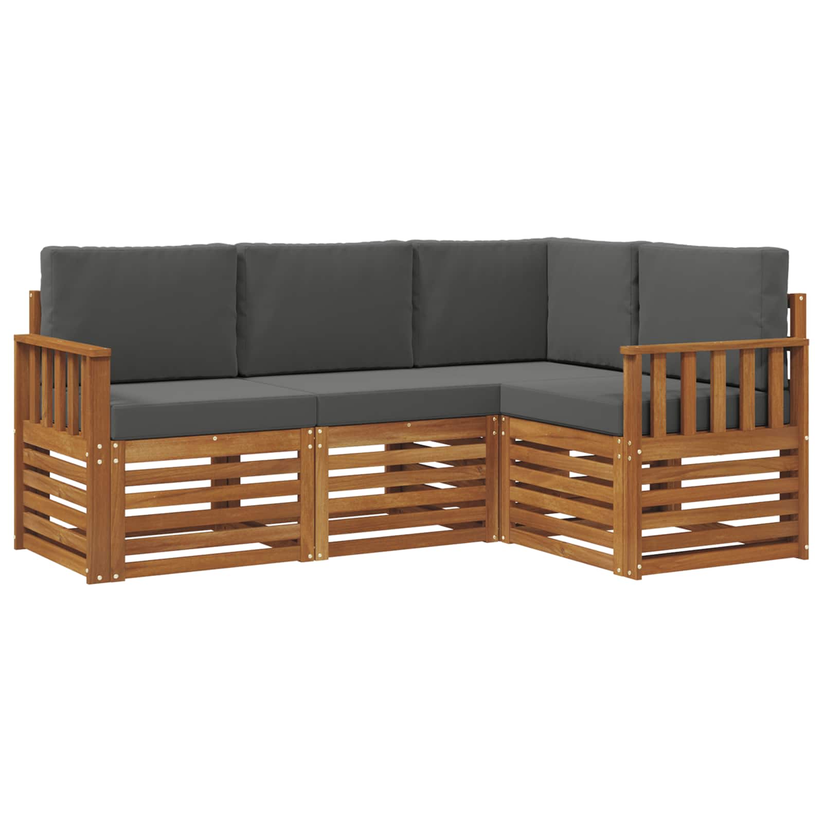 Sofa-Sets 4 pcs Natuurlijk en Antraciet Massief Acaciahout is nu te koop bij PeponiXL, paradijselijk wonen!