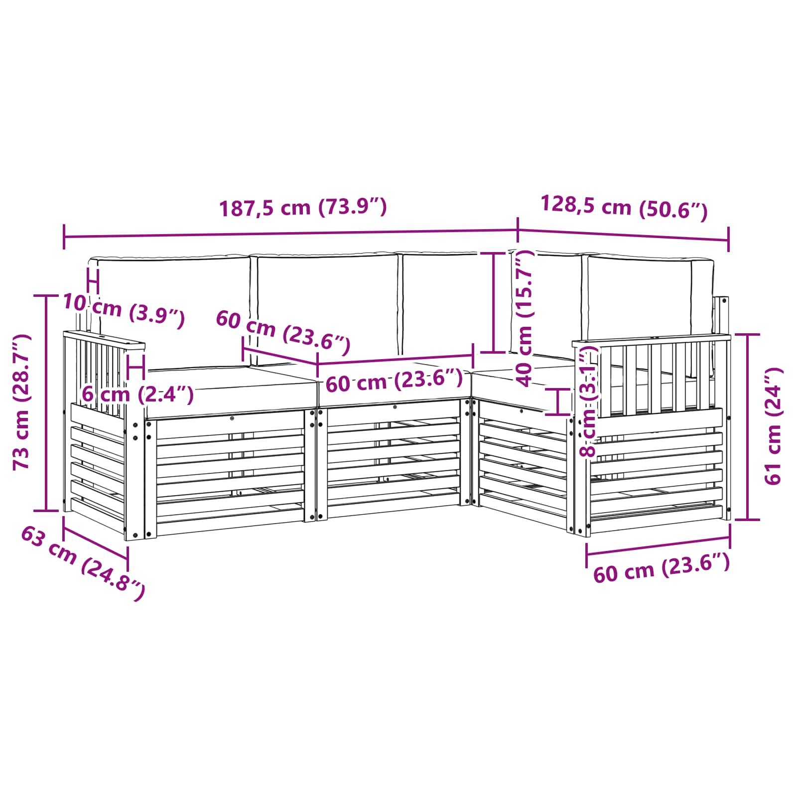 Sofa-Sets 4 pcs Natuurlijk en Antraciet Massief Acaciahout is nu te koop bij PeponiXL, paradijselijk wonen!