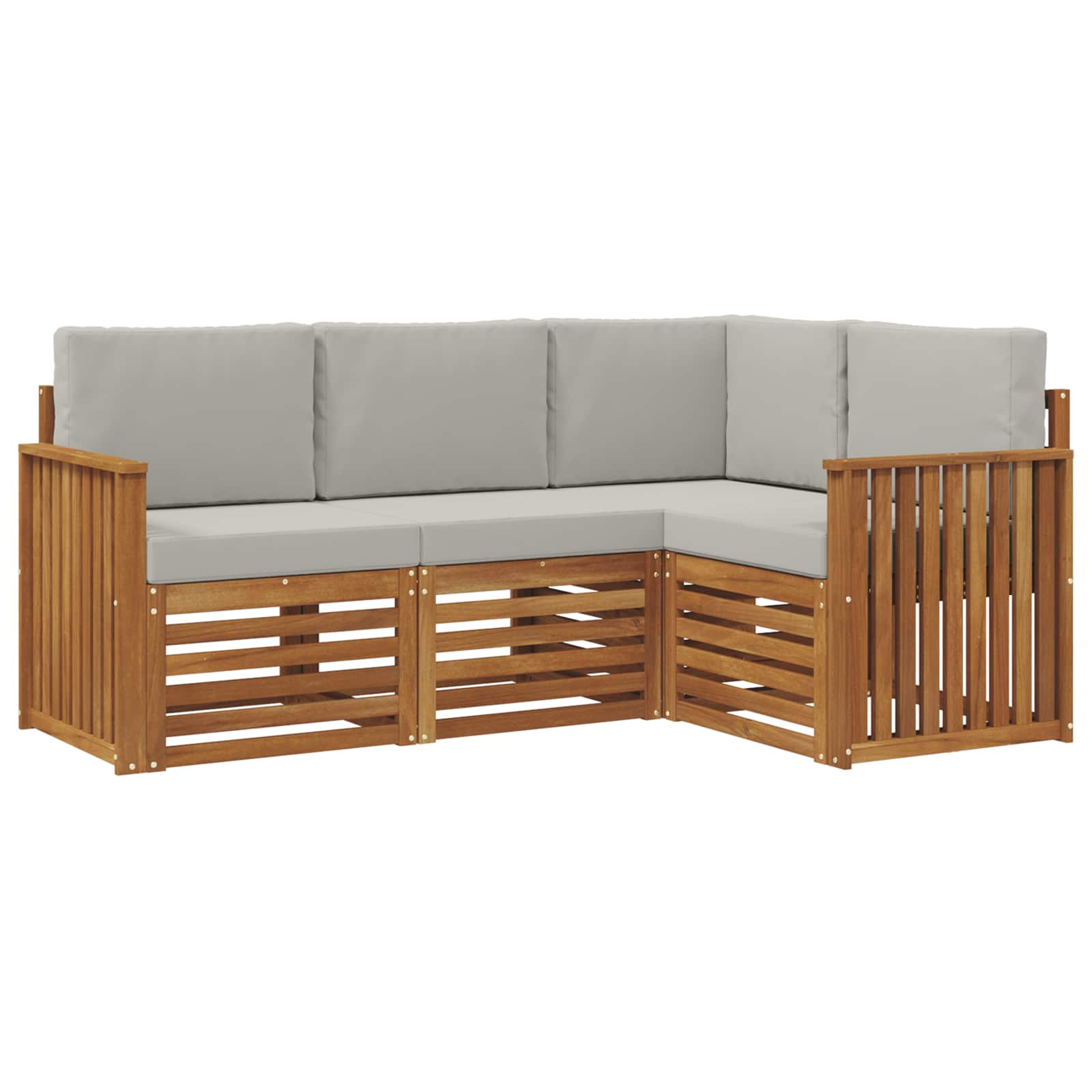 Sofa-Sets 4 pcs Natuurlijk en Lichtgrijs Massief Acaciahout is nu te koop bij PeponiXL, paradijselijk wonen!