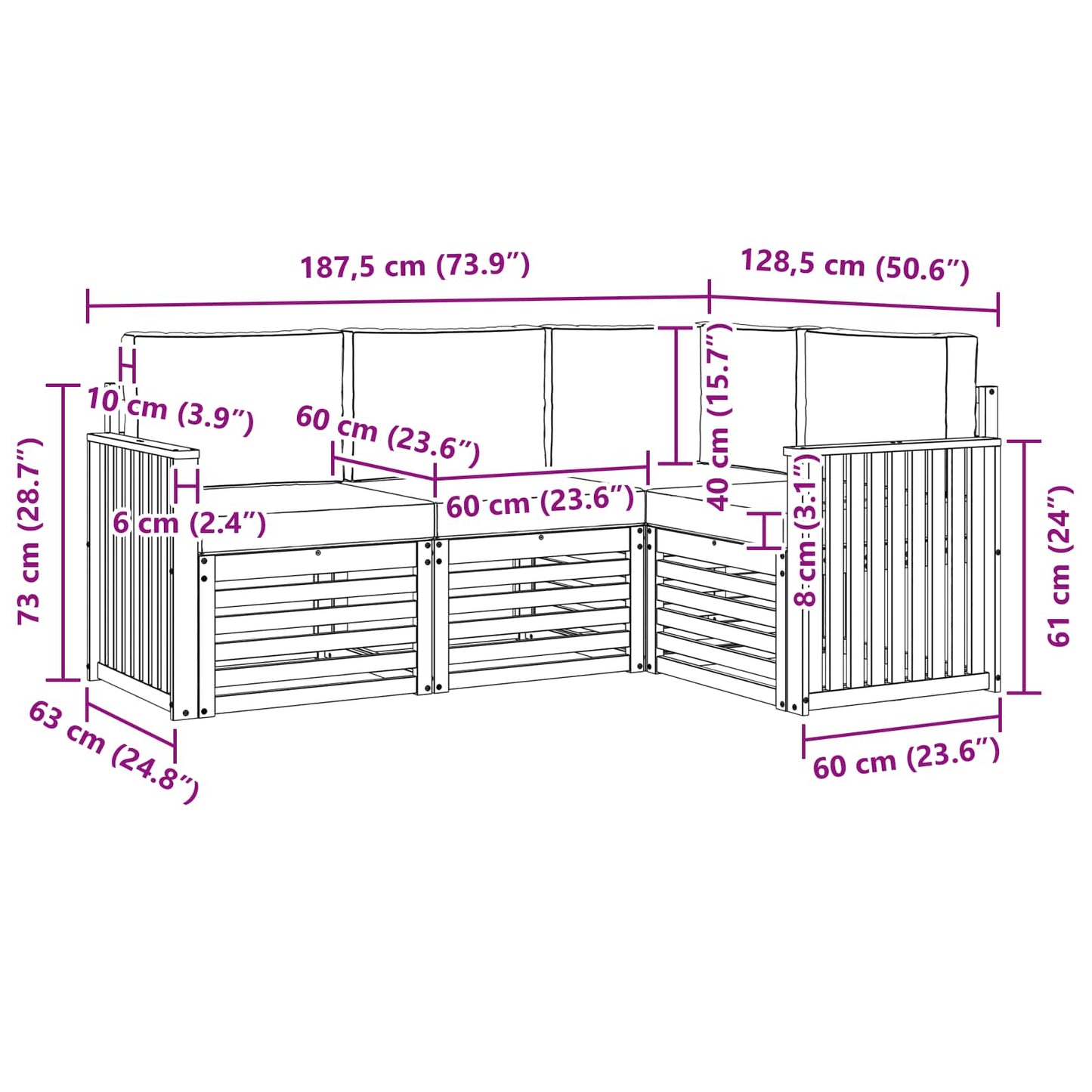 Sofa-Sets 4 pcs Natuurlijk en Lichtgrijs Massief Acaciahout is nu te koop bij PeponiXL, paradijselijk wonen!
