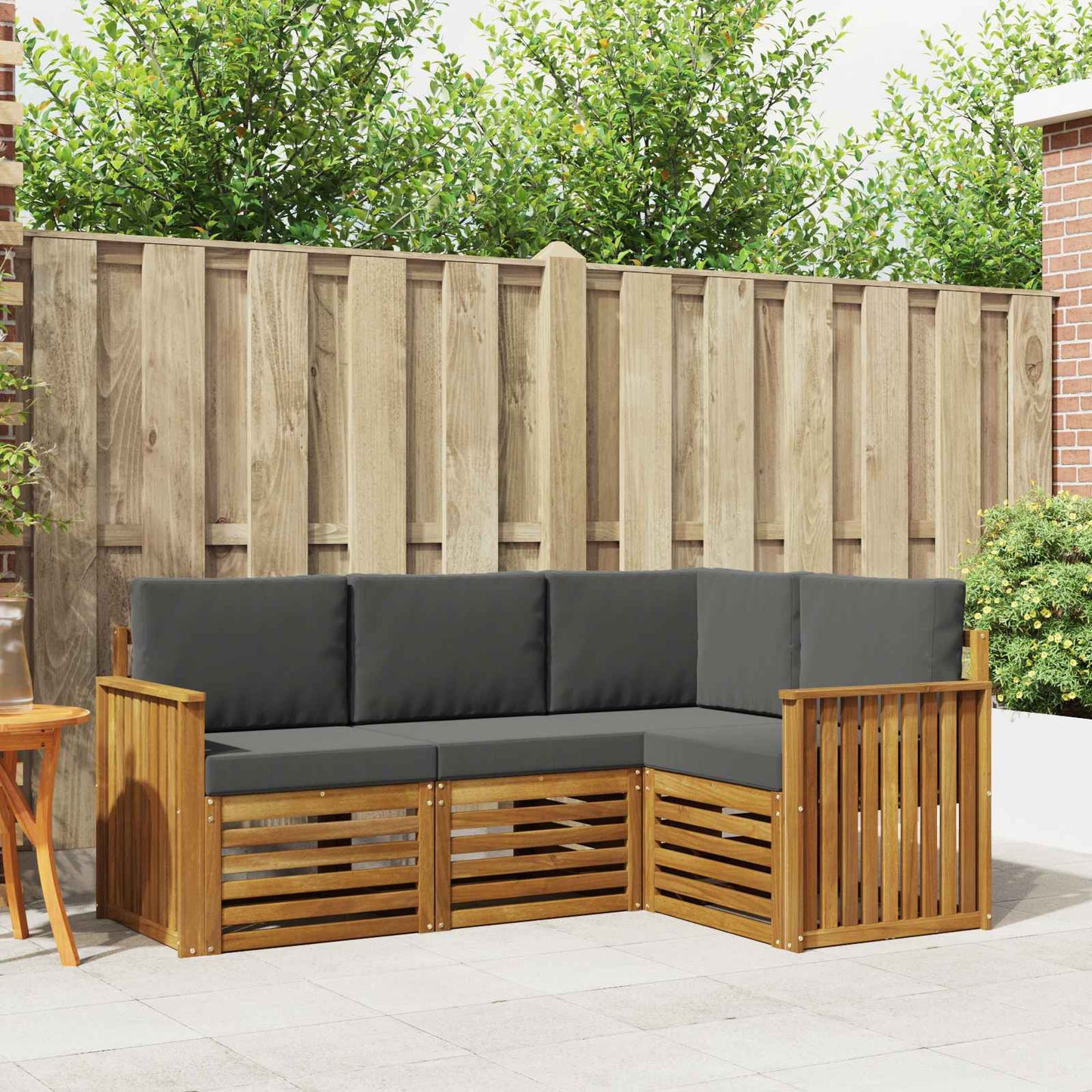 Sofa-Sets 4 pcs Natuurlijk en Antraciet Massief Acaciahout is nu te koop bij PeponiXL, paradijselijk wonen!