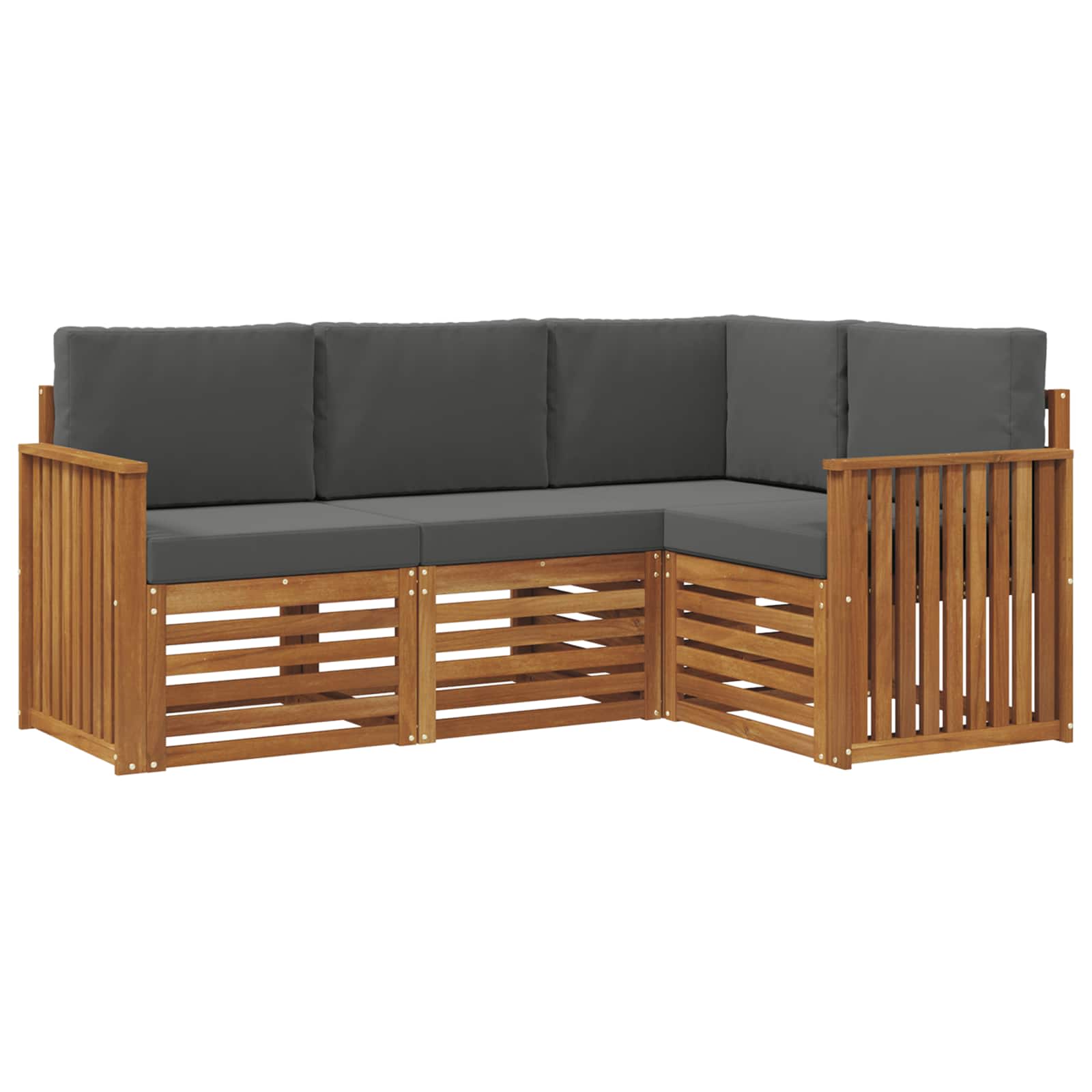 Sofa-Sets 4 pcs Natuurlijk en Antraciet Massief Acaciahout is nu te koop bij PeponiXL, paradijselijk wonen!