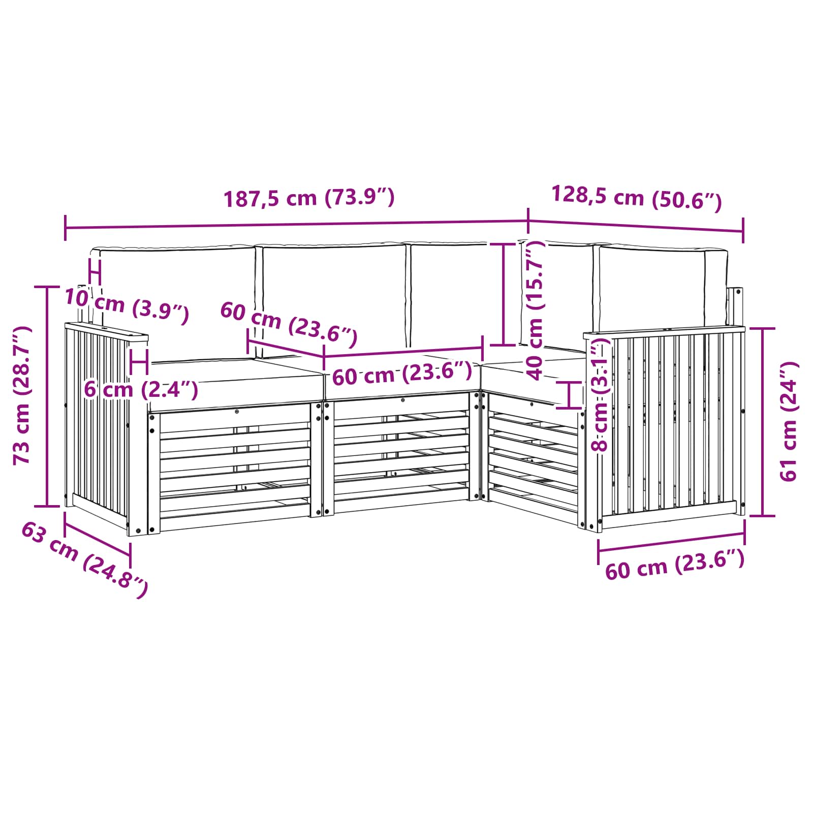 Sofa-Sets 4 pcs Natuurlijk en Antraciet Massief Acaciahout is nu te koop bij PeponiXL, paradijselijk wonen!