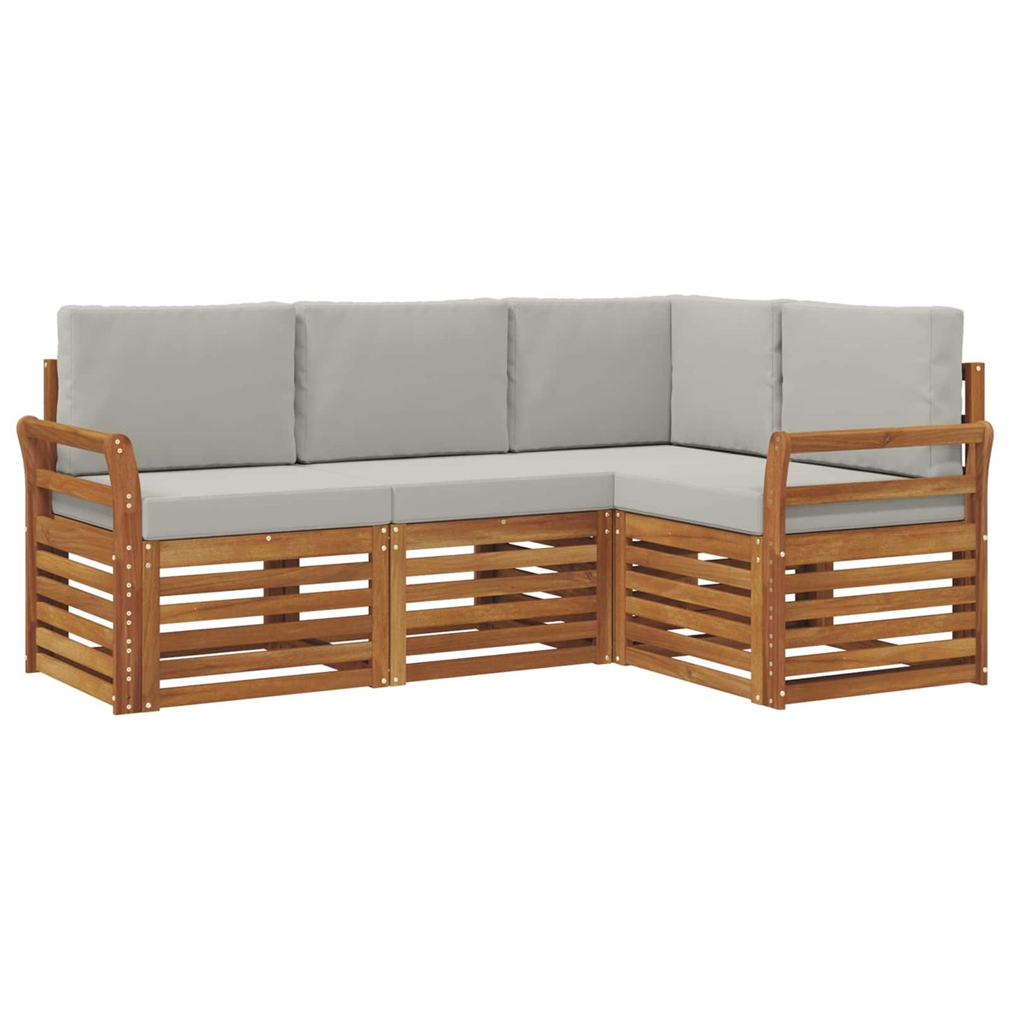 Sofa-Sets 4 pcs Natuurlijk en Lichtgrijs Massief Acaciahout is nu te koop bij PeponiXL, paradijselijk wonen!