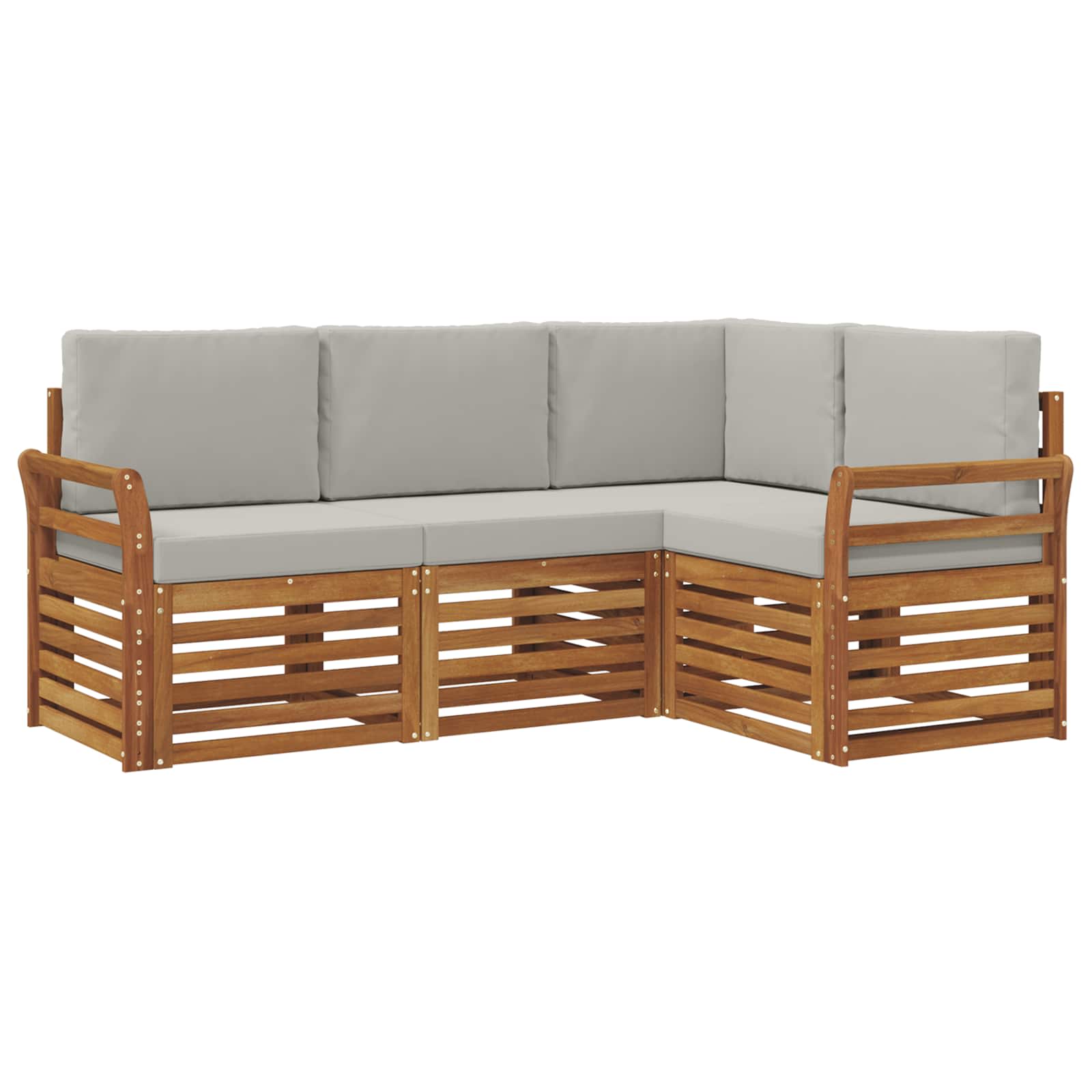 Sofa-Sets 4 pcs Natuurlijk en Lichtgrijs Massief Acaciahout is nu te koop bij PeponiXL, paradijselijk wonen!