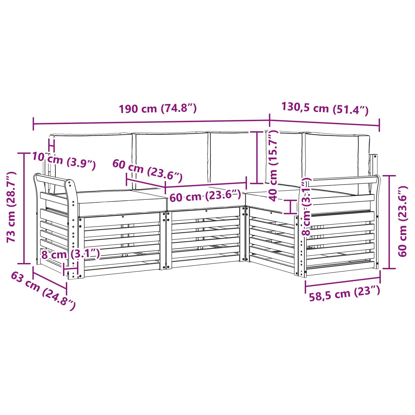 Sofa-Sets 4 pcs Natuurlijk en Lichtgrijs Massief Acaciahout is nu te koop bij PeponiXL, paradijselijk wonen!