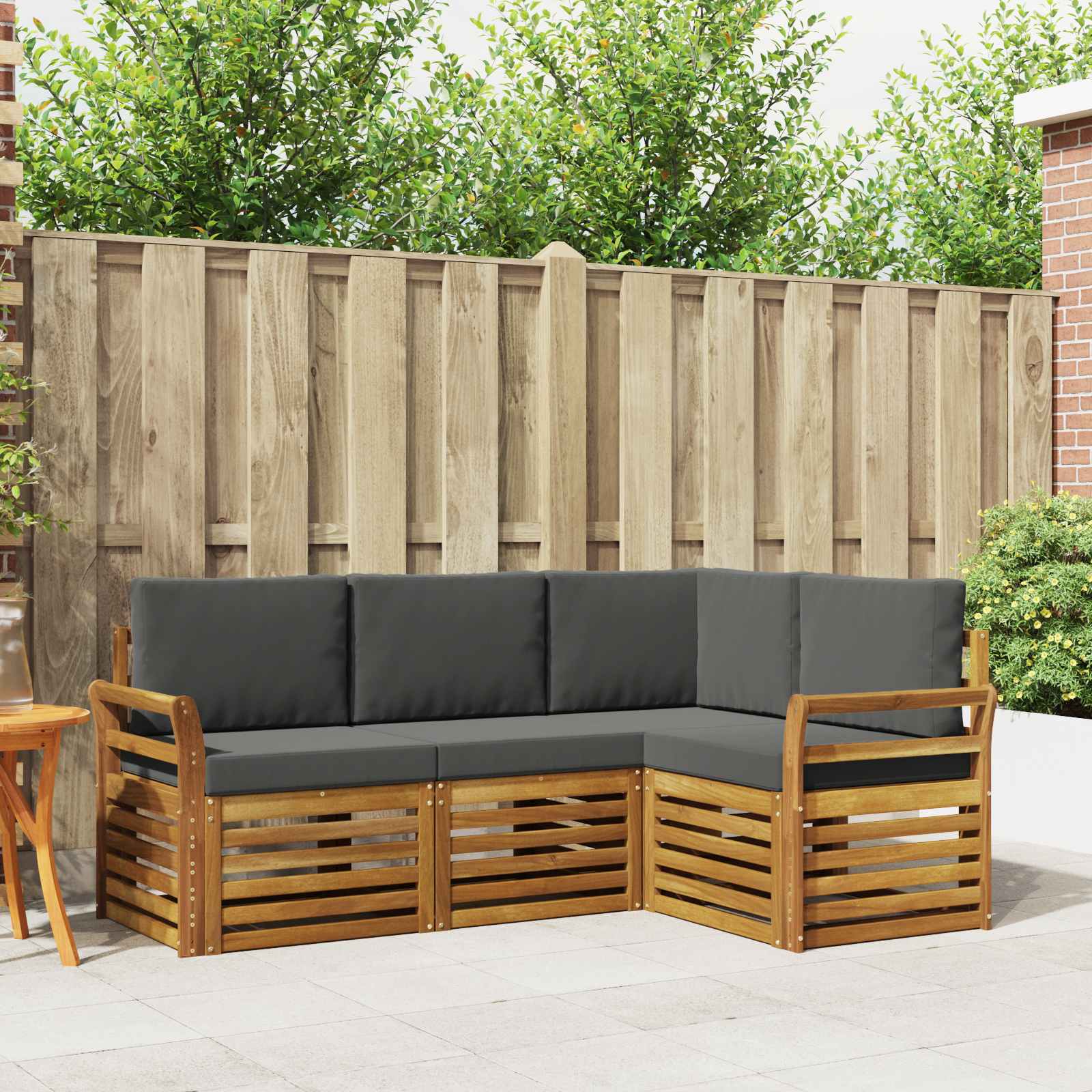 Sofa-Sets 4 pcs Natuurlijk en Antraciet Massief Acaciahout is nu te koop bij PeponiXL, paradijselijk wonen!