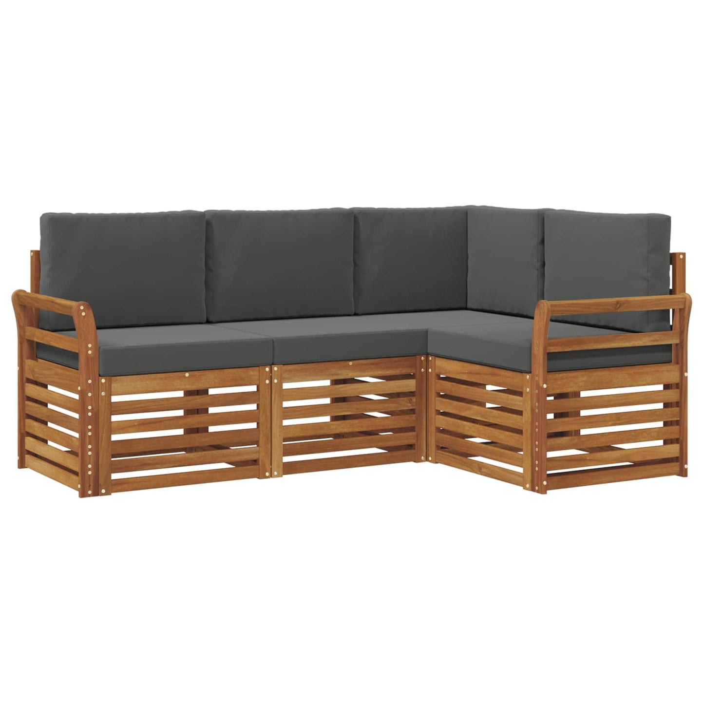 Sofa-Sets 4 pcs Natuurlijk en Antraciet Massief Acaciahout is nu te koop bij PeponiXL, paradijselijk wonen!