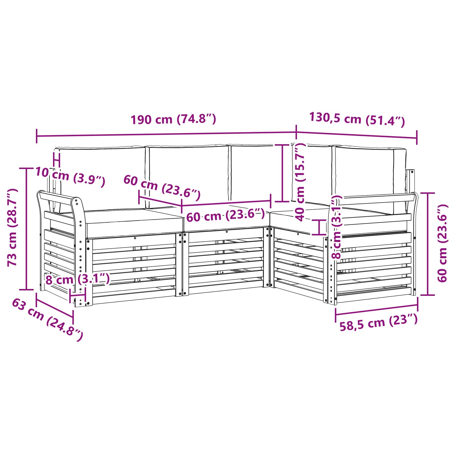 Sofa-Sets 4 pcs Natuurlijk en Antraciet Massief Acaciahout is nu te koop bij PeponiXL, paradijselijk wonen!