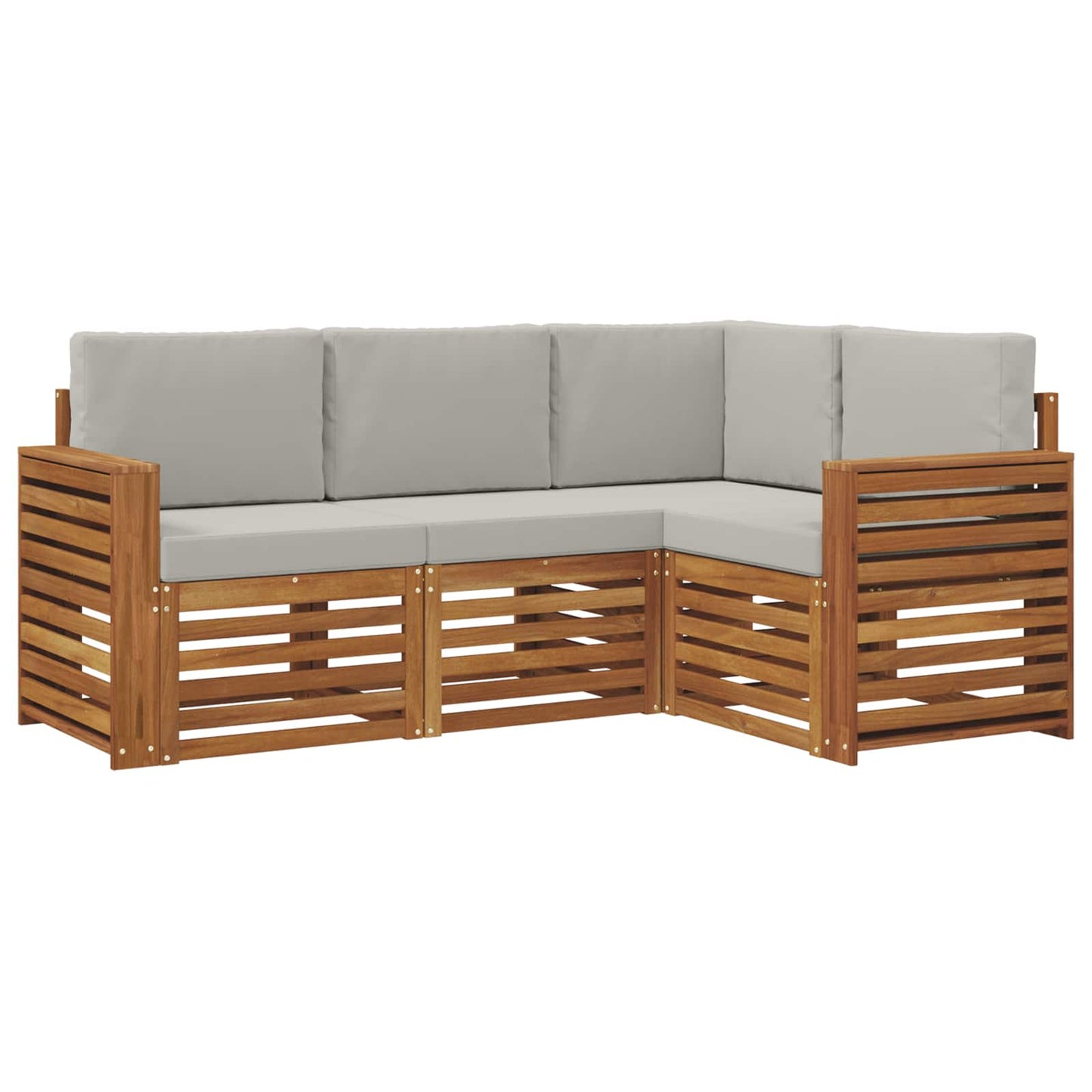 Sofa-Sets 4 pcs Natuurlijk en Lichtgrijs Massief Acaciahout is nu te koop bij PeponiXL, paradijselijk wonen!