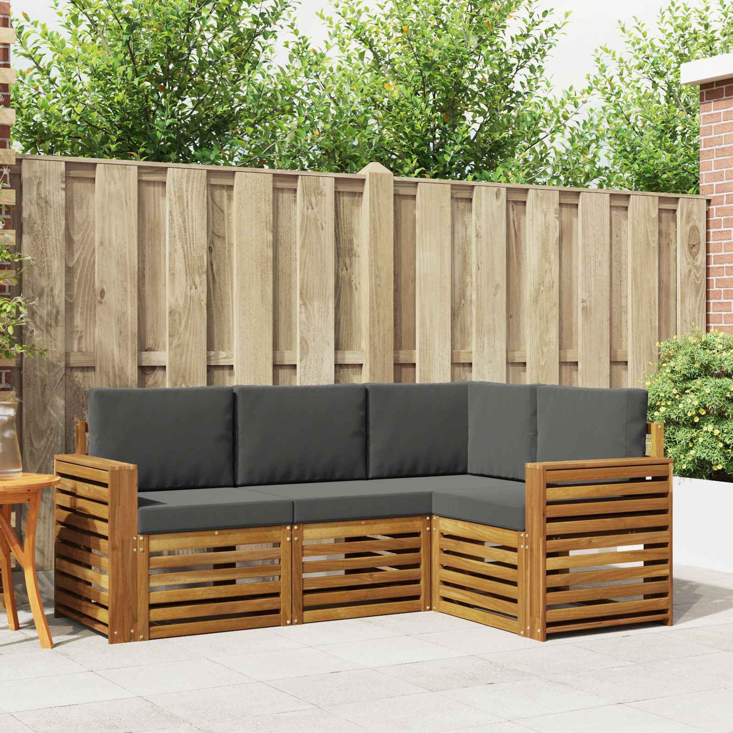 Sofa-Sets 4 pcs Natuurlijk en Antraciet Massief Acaciahout is nu te koop bij PeponiXL, paradijselijk wonen!