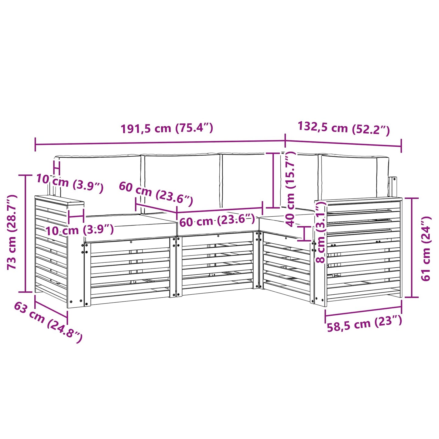 Sofa-Sets 4 pcs Natuurlijk en Antraciet Massief Acaciahout is nu te koop bij PeponiXL, paradijselijk wonen!