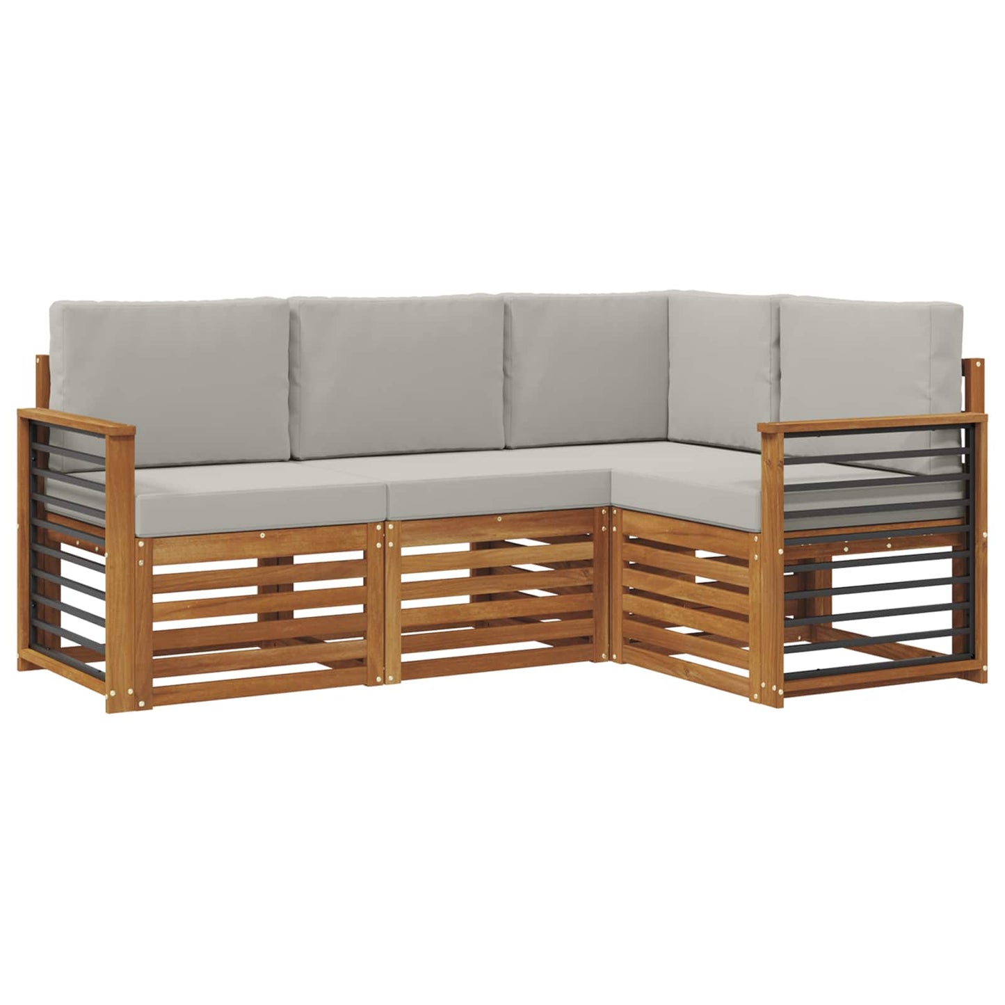 Sofa-Sets 4 pcs Natuurlijk en Lichtgrijs Massief Acaciahout is nu te koop bij PeponiXL, paradijselijk wonen!